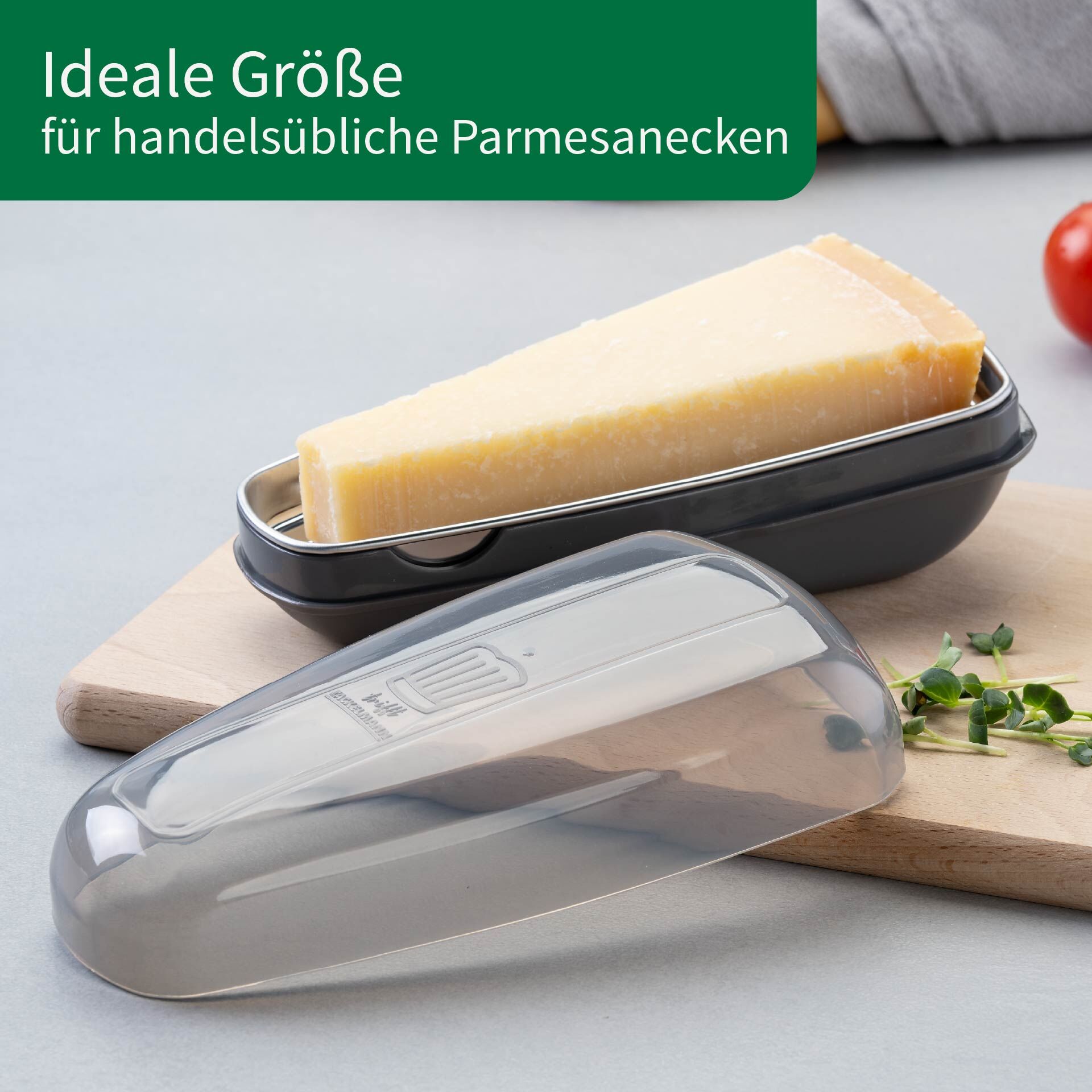 Parmesanreibe mit Behälter, 3-teilig