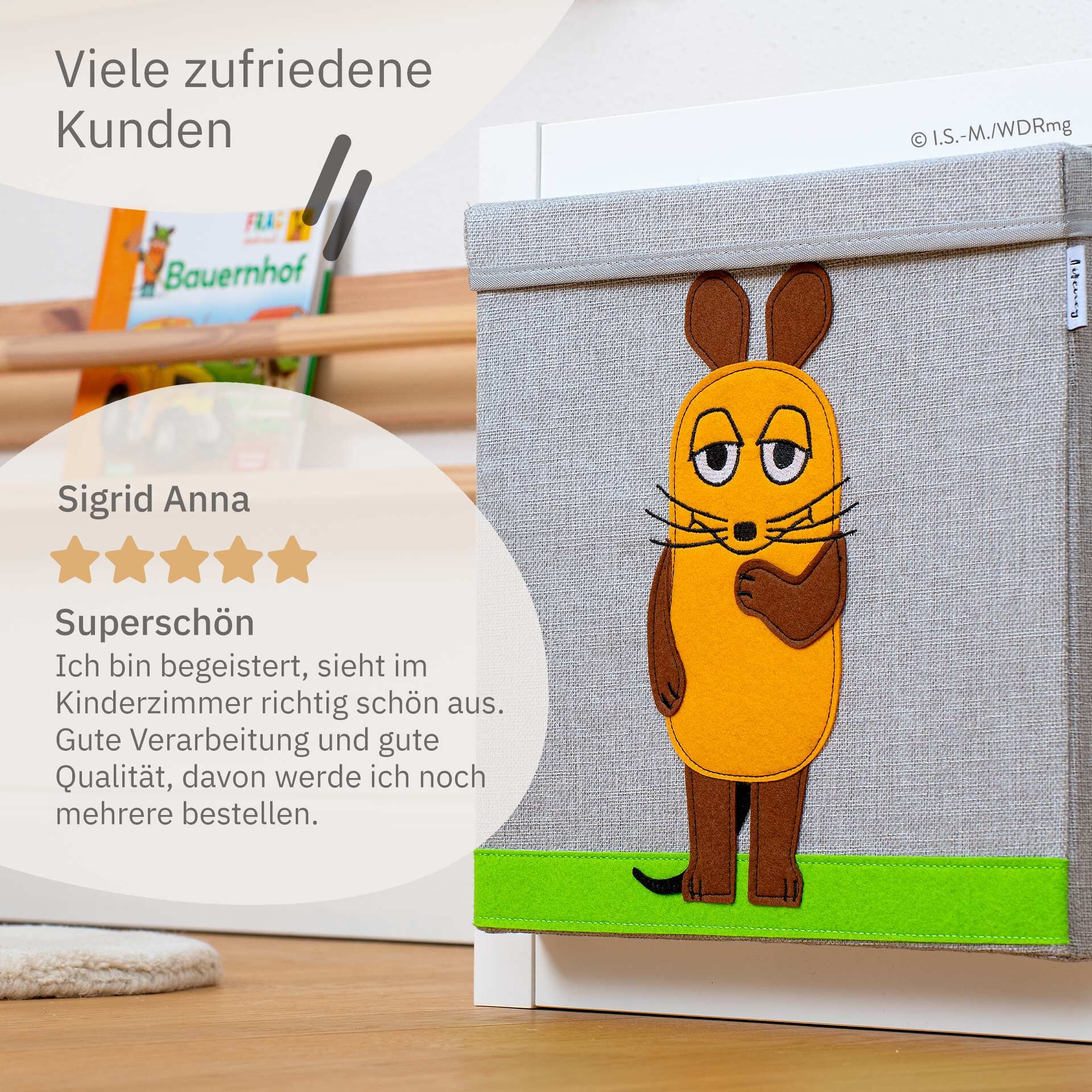 Aufbewahrungsbox mit Deckel DieMaus stehend, 33x33x33cm