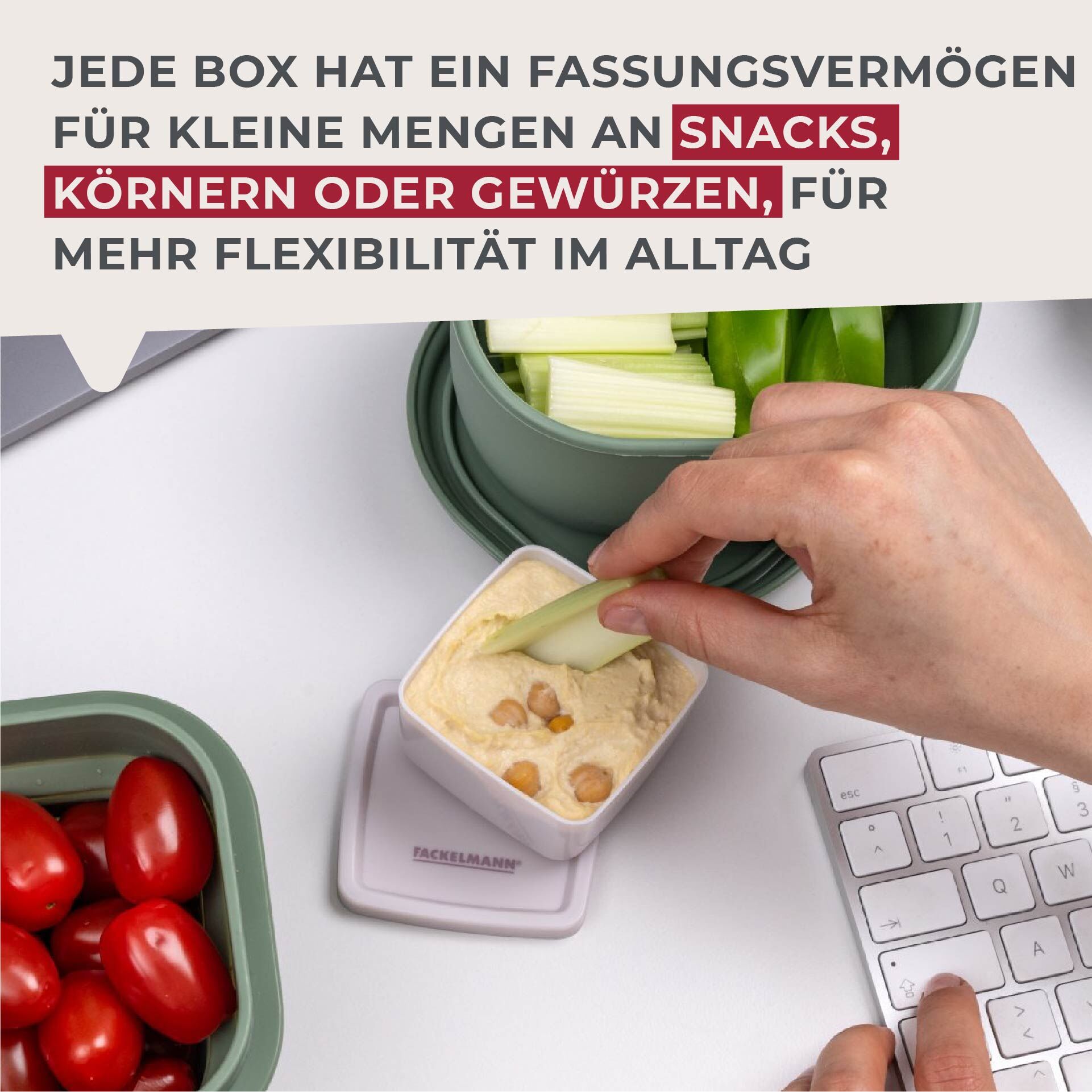 Snack Box Be The Move, eckig, 7x7cm, 3 Stk.