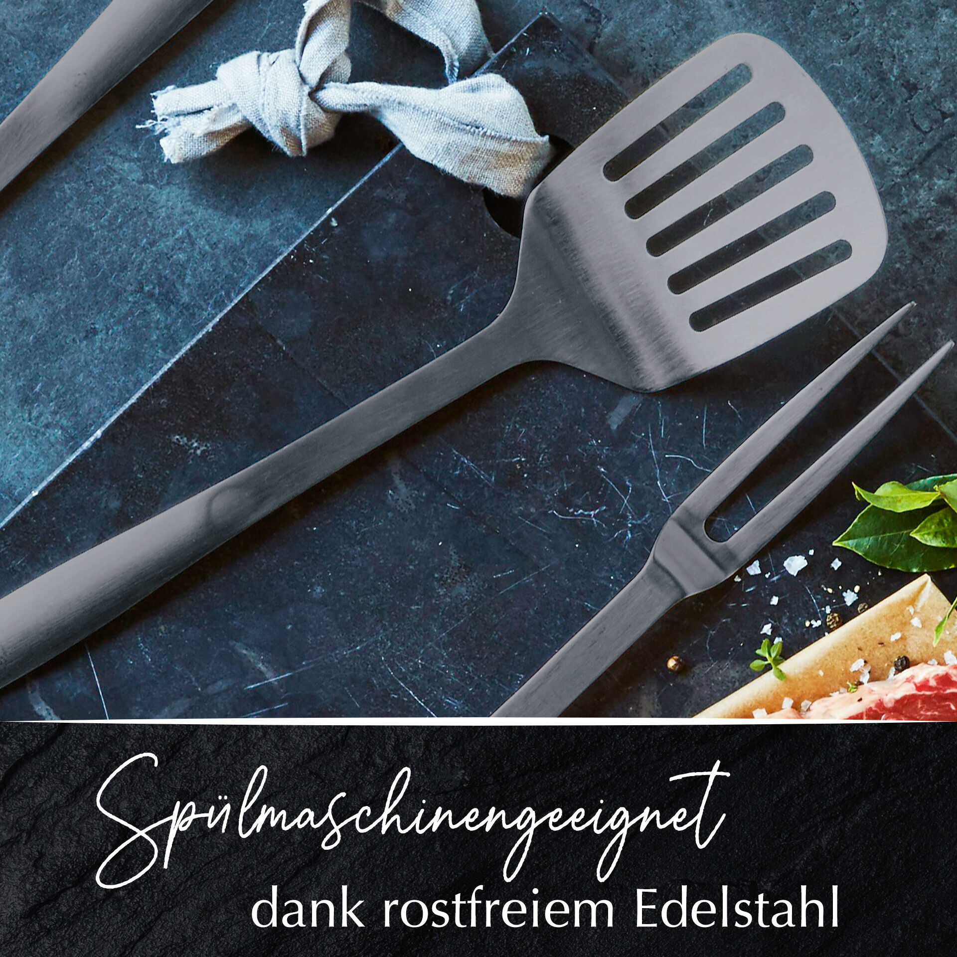 Pfannenwender mit Schlitzen Satin, schwarz, Edelstahl