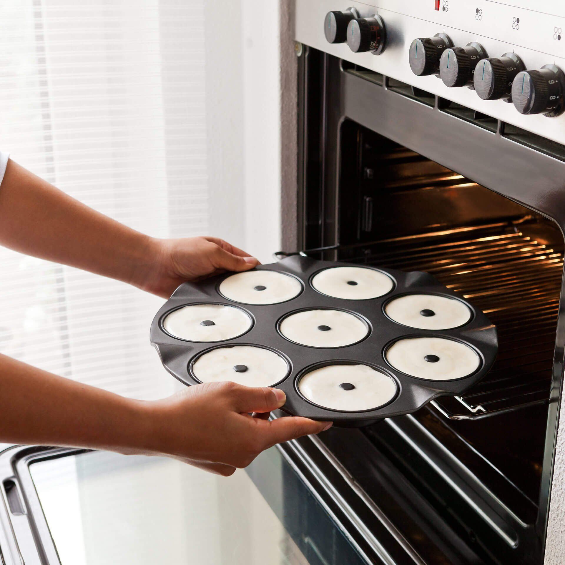 Apfelküchle Backblech Black Metallic, 8er