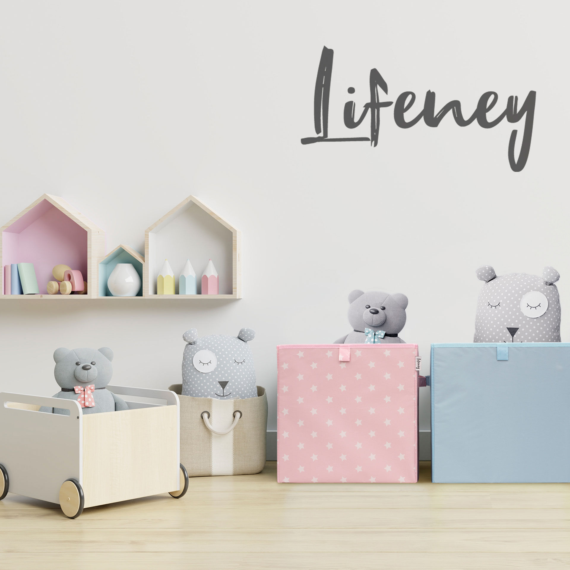 Aufbewahrungsbox Sterne, rosa, 33x33x33cm