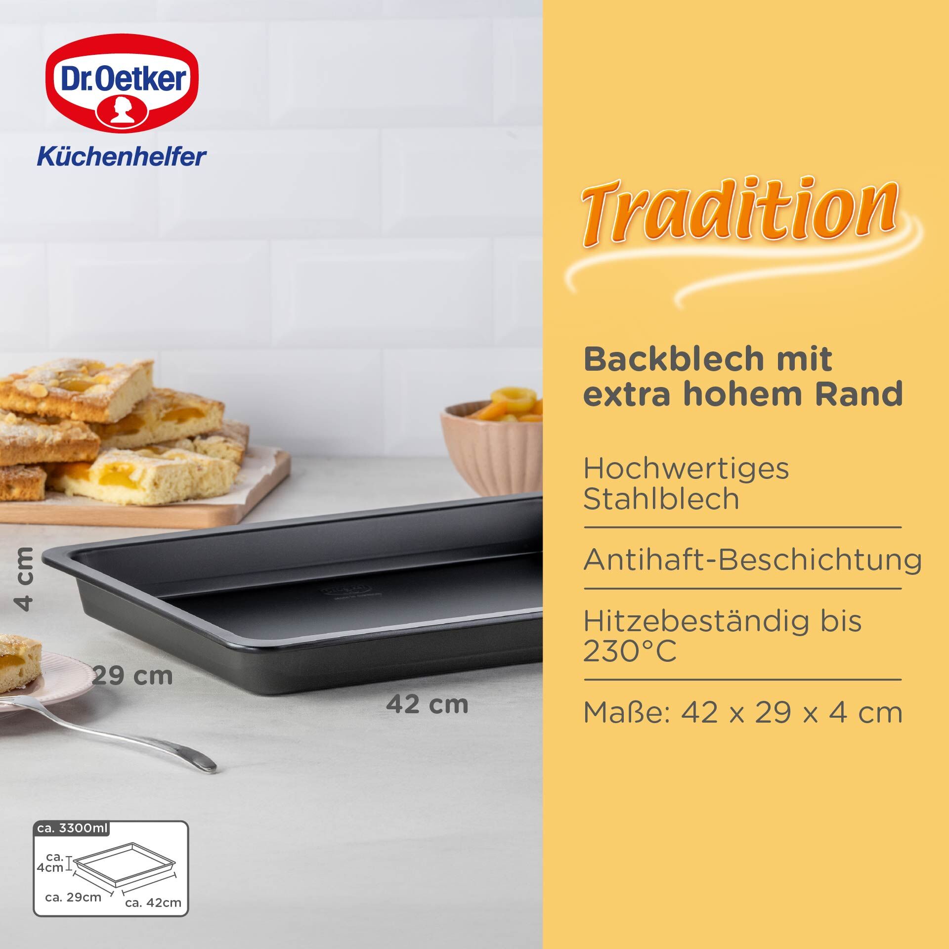 Backblech mit extra hohem Rand Tradition, 42x29cm
