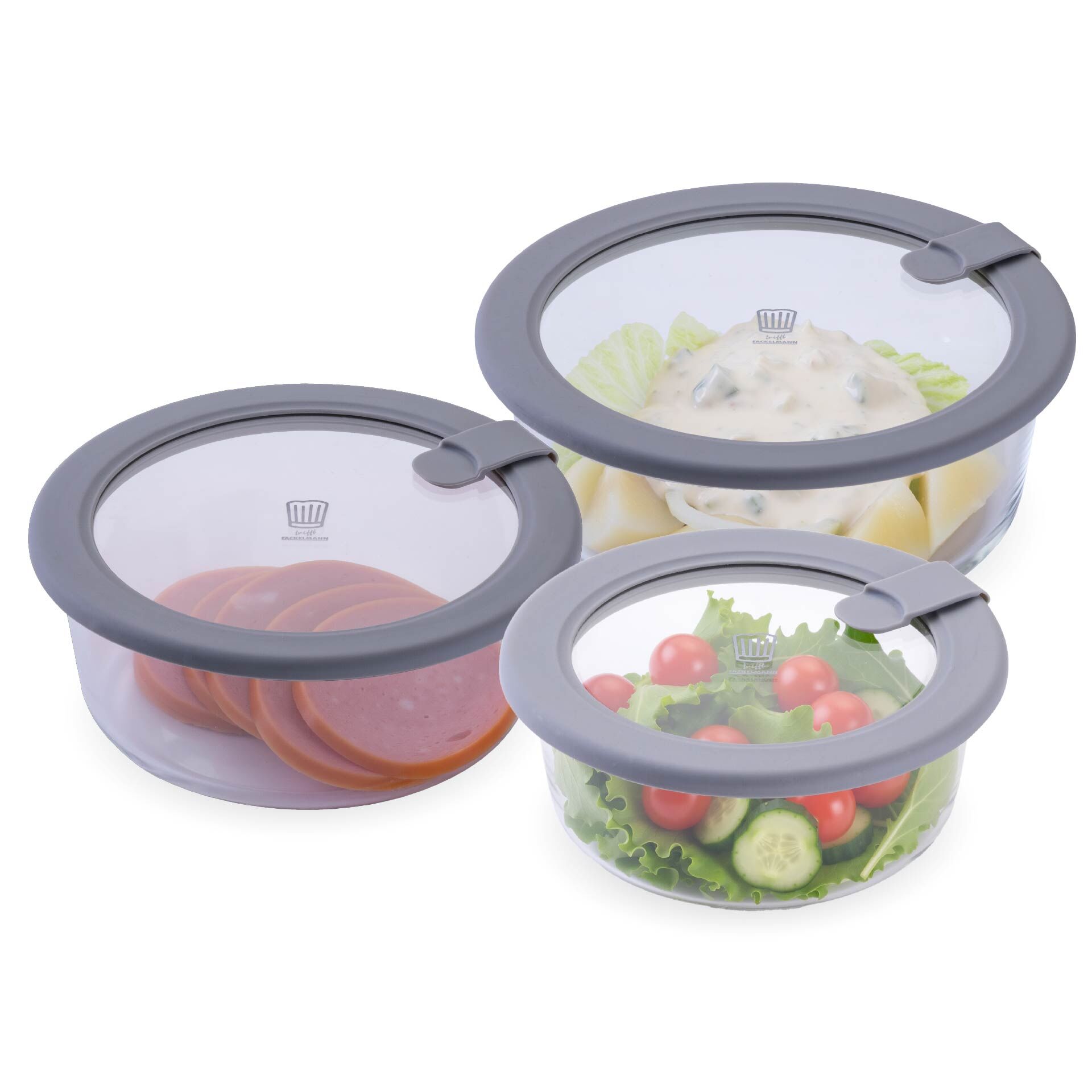 Chefkoch trifft Fackelmann Set Vorratsgläser "Alles aus Glas", rund, 3-tlg. Image