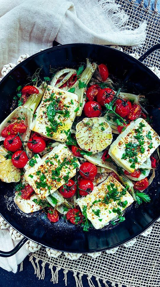 Schafskäse mit Gemüse