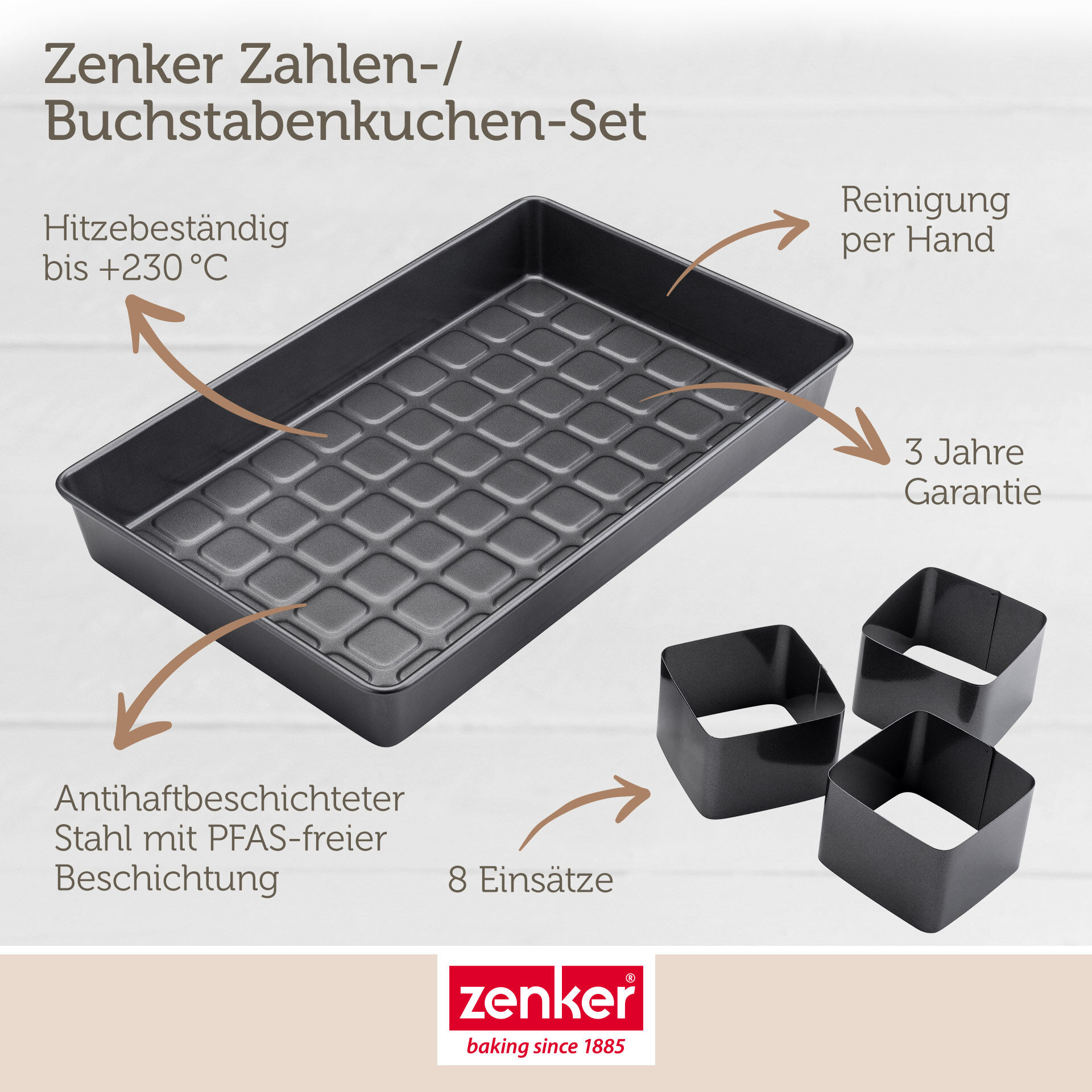 Buchstaben- & Zahlen-Kuchenform-Set, 9-teilig