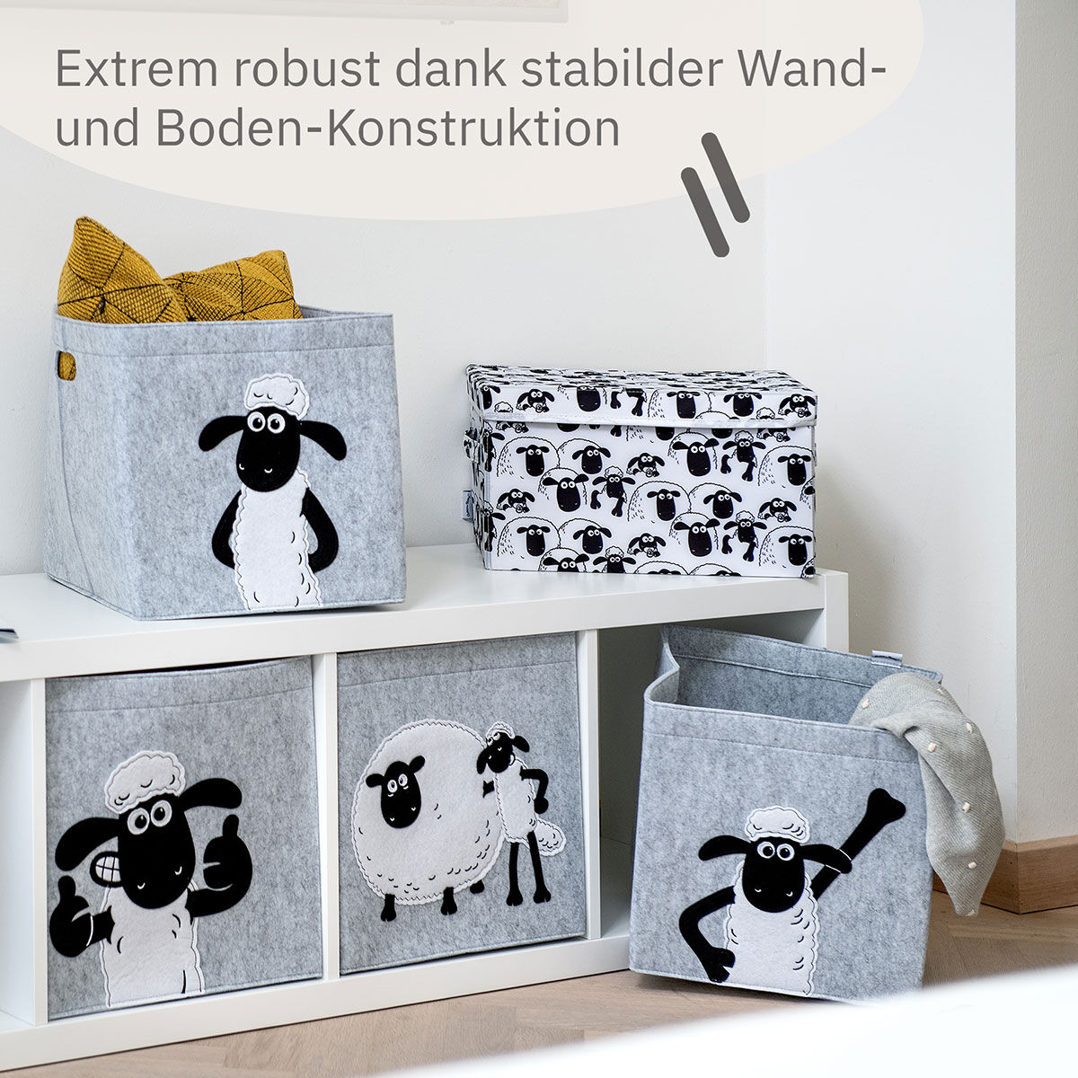 Aufbewahrungsbox mit Deckel Shaun weiß, 25x37x21cm