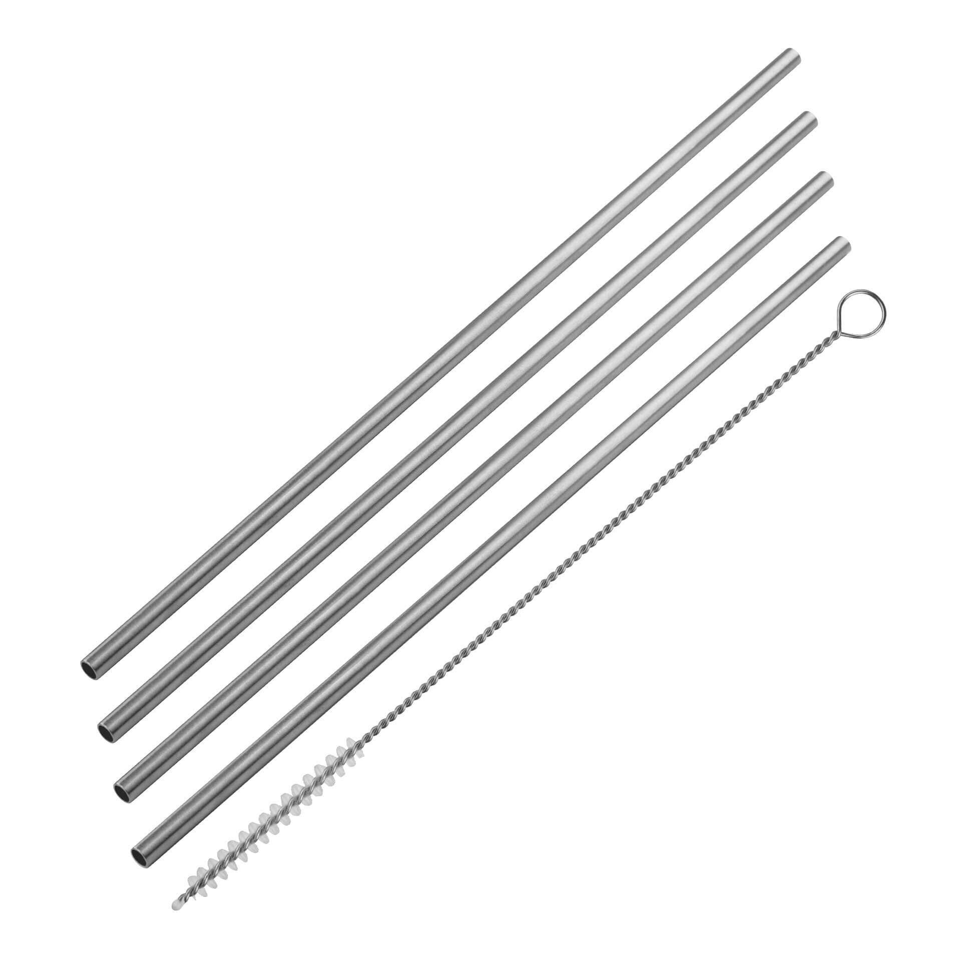 Strohhalm mit Bürste, Mehrweg, Edelstahl, 5-tlg.