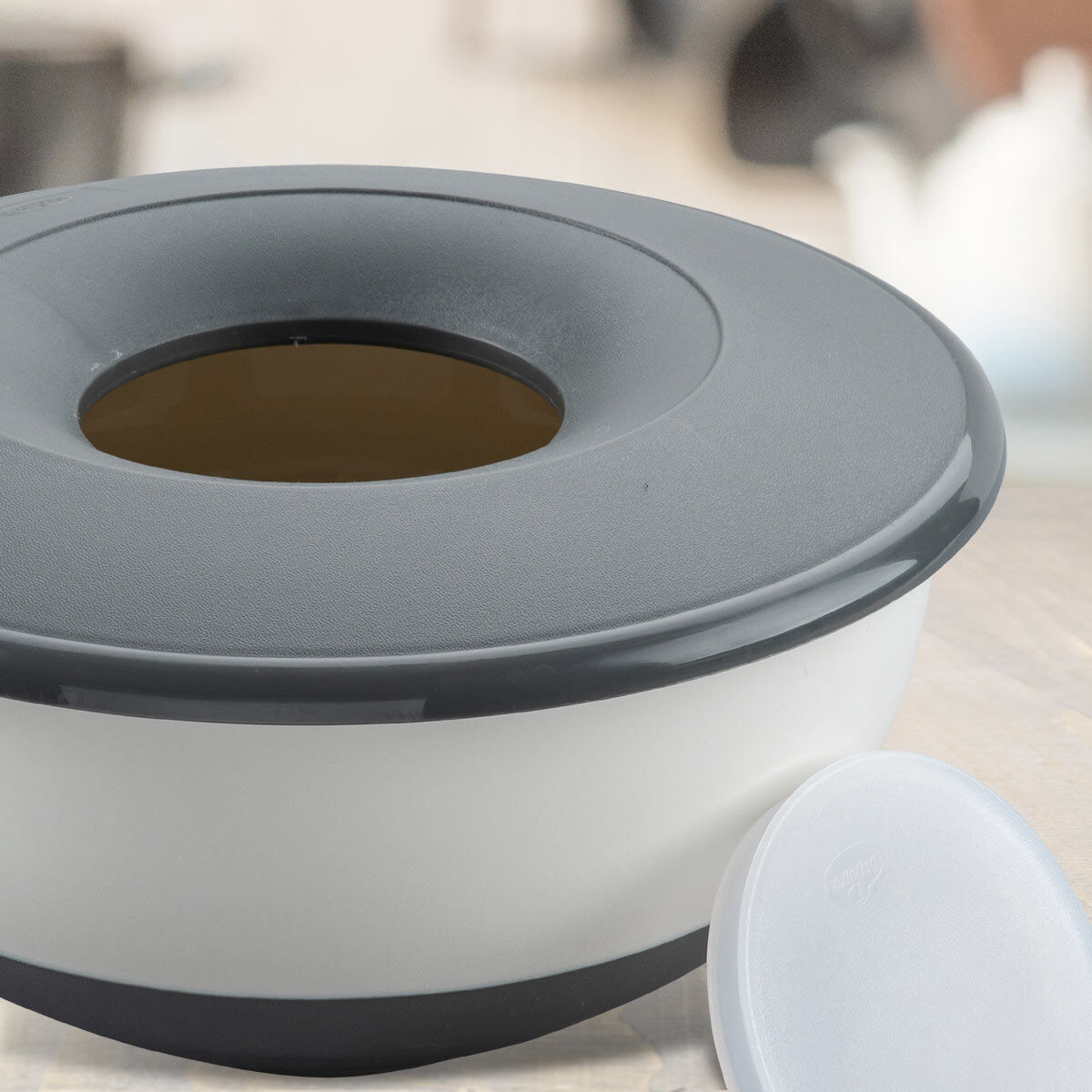 Rührschüssel mit Deckel, 3,2 l, weiß-grau