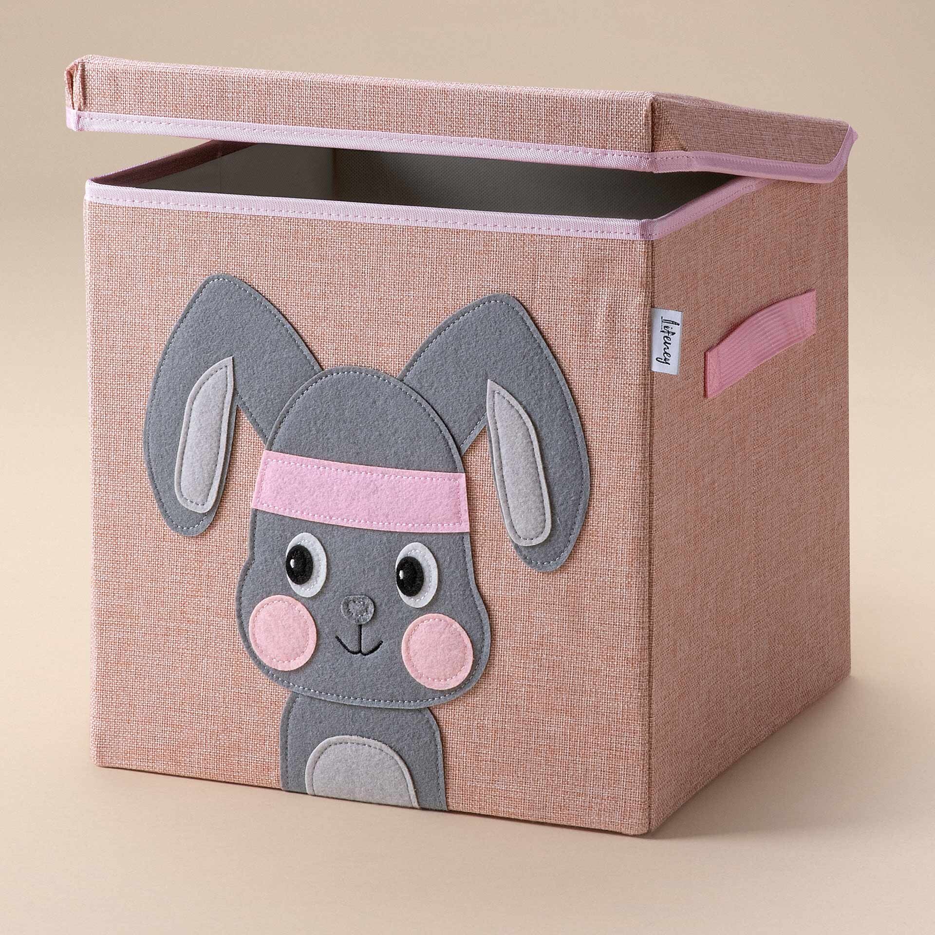 Aufbewahrungsbox mit Deckel, Hase, rosa, 33x33x33cm