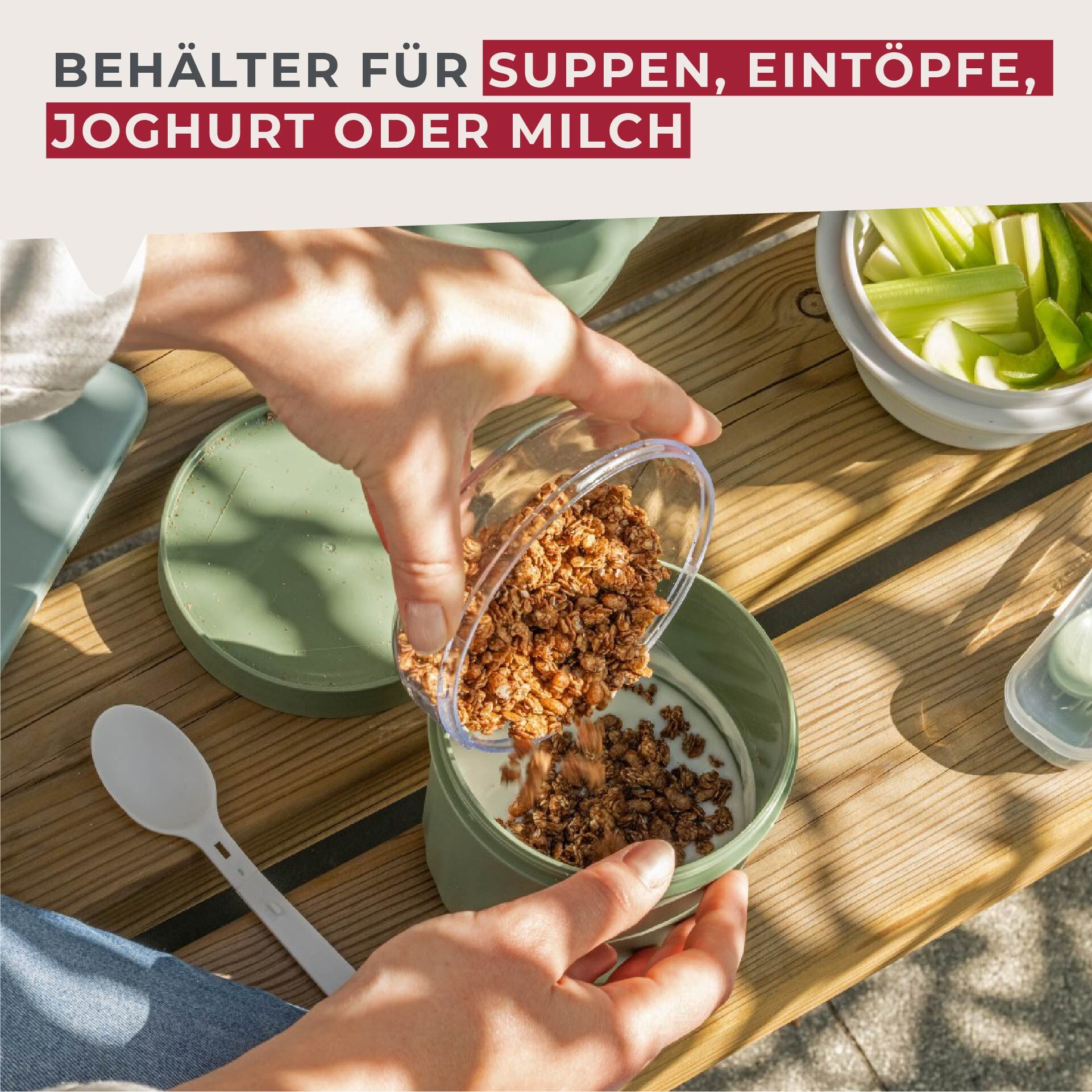 Müsli to go Becher inkl. Löffel, Be The Move, 500ml, grün