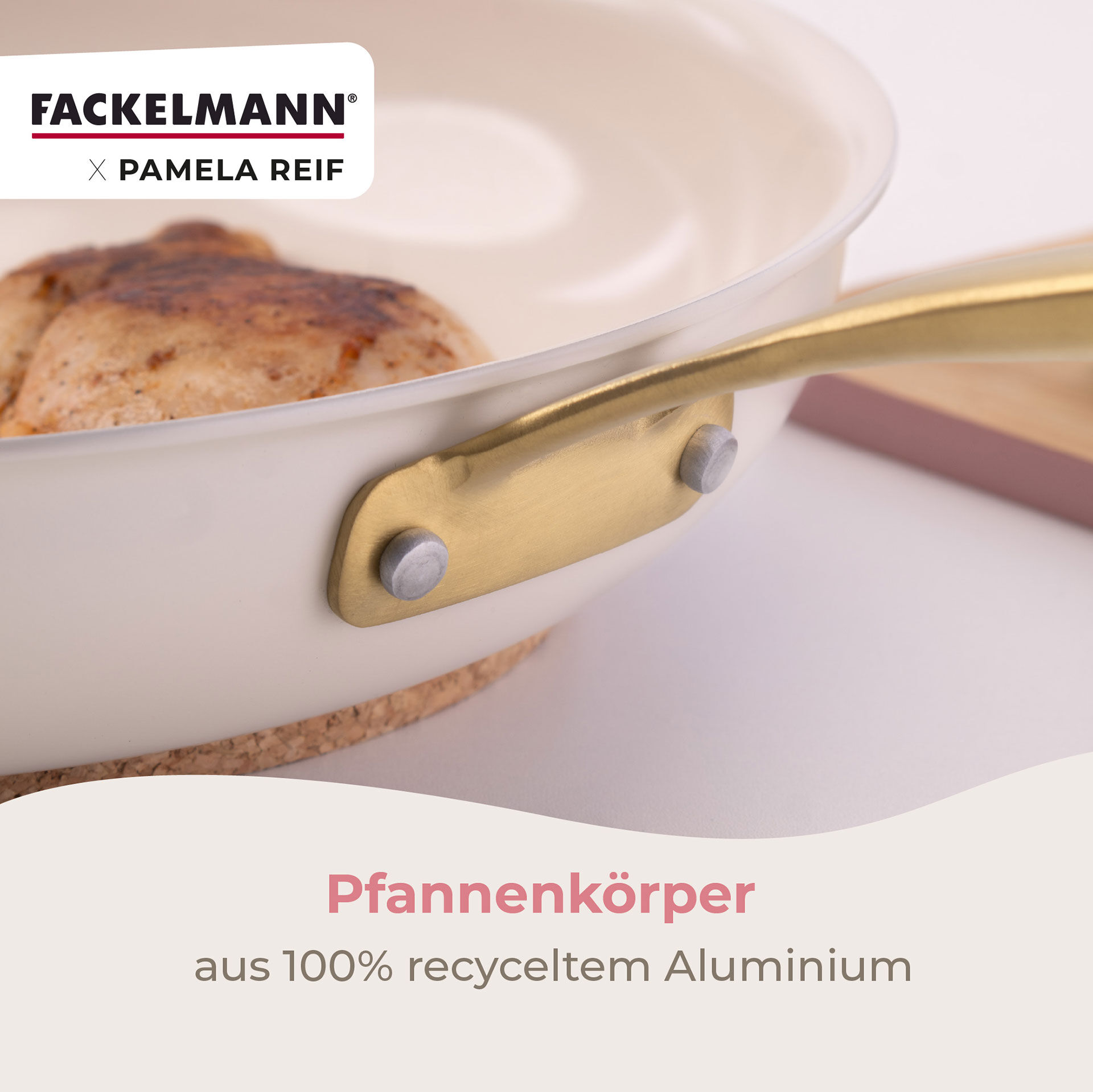 Pamela Reif Bratpfannen-Set Signature, Keramik, Gold-Griff, Ø24+28cm