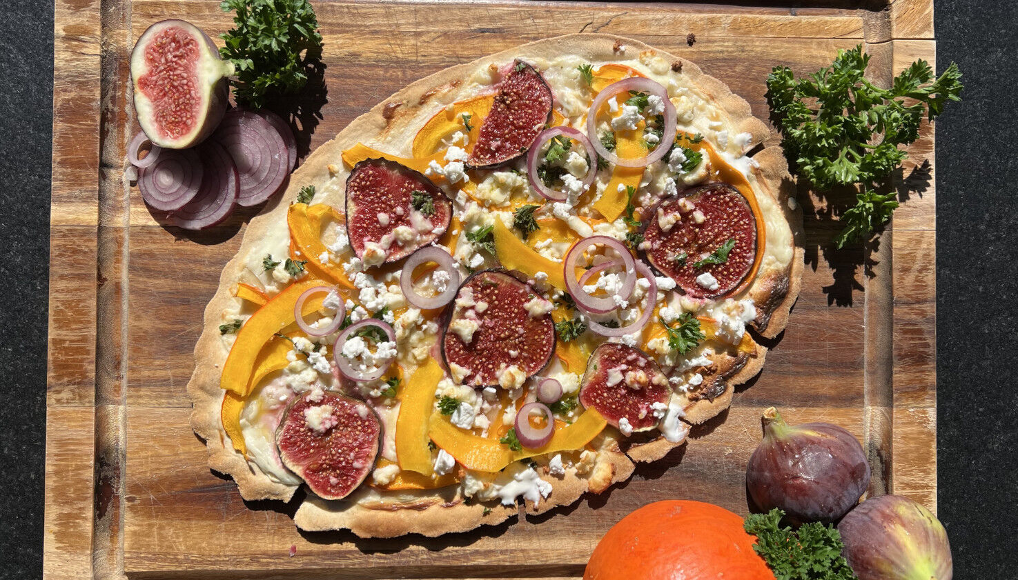 Flammkuchen mit Kürbis Flammkuchen mit Kürbis