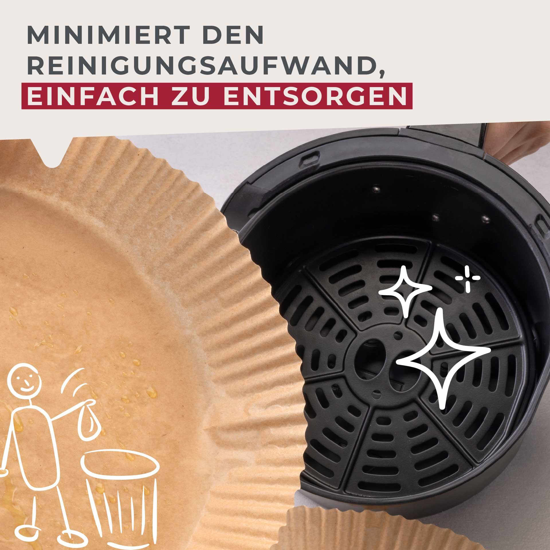 Backpapier für Heißluftfritteuse, rund, Ø20cm, 40 Stk.