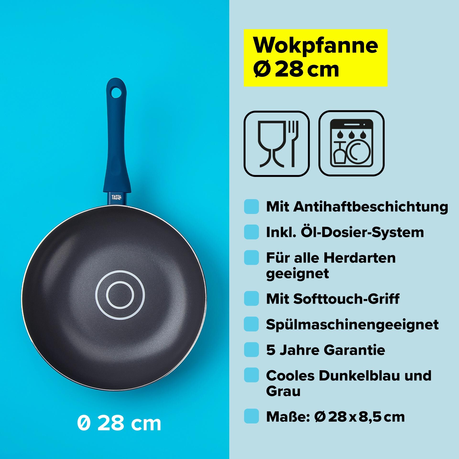 Wok Pfanne mit Öldosiersystem, Ø28cm