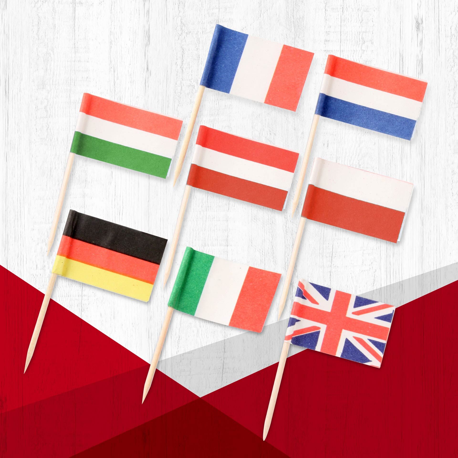 Fahnenpicker, 7cm, 50 Stk, FSC™-zertifiziertes Birkenholz