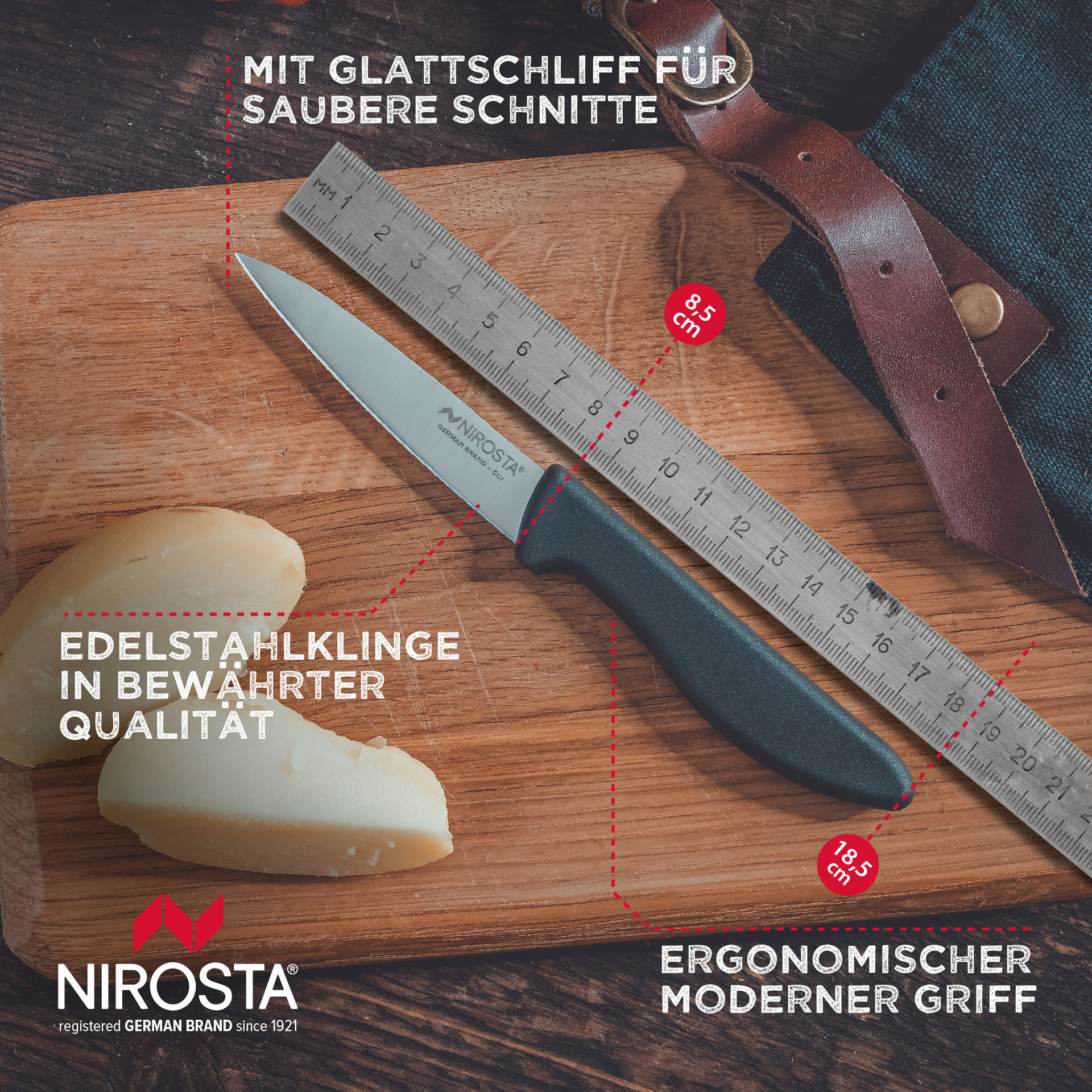 Küchenmesser Original, 8,5cm Edelstahl-Klinge, dunkelgrau