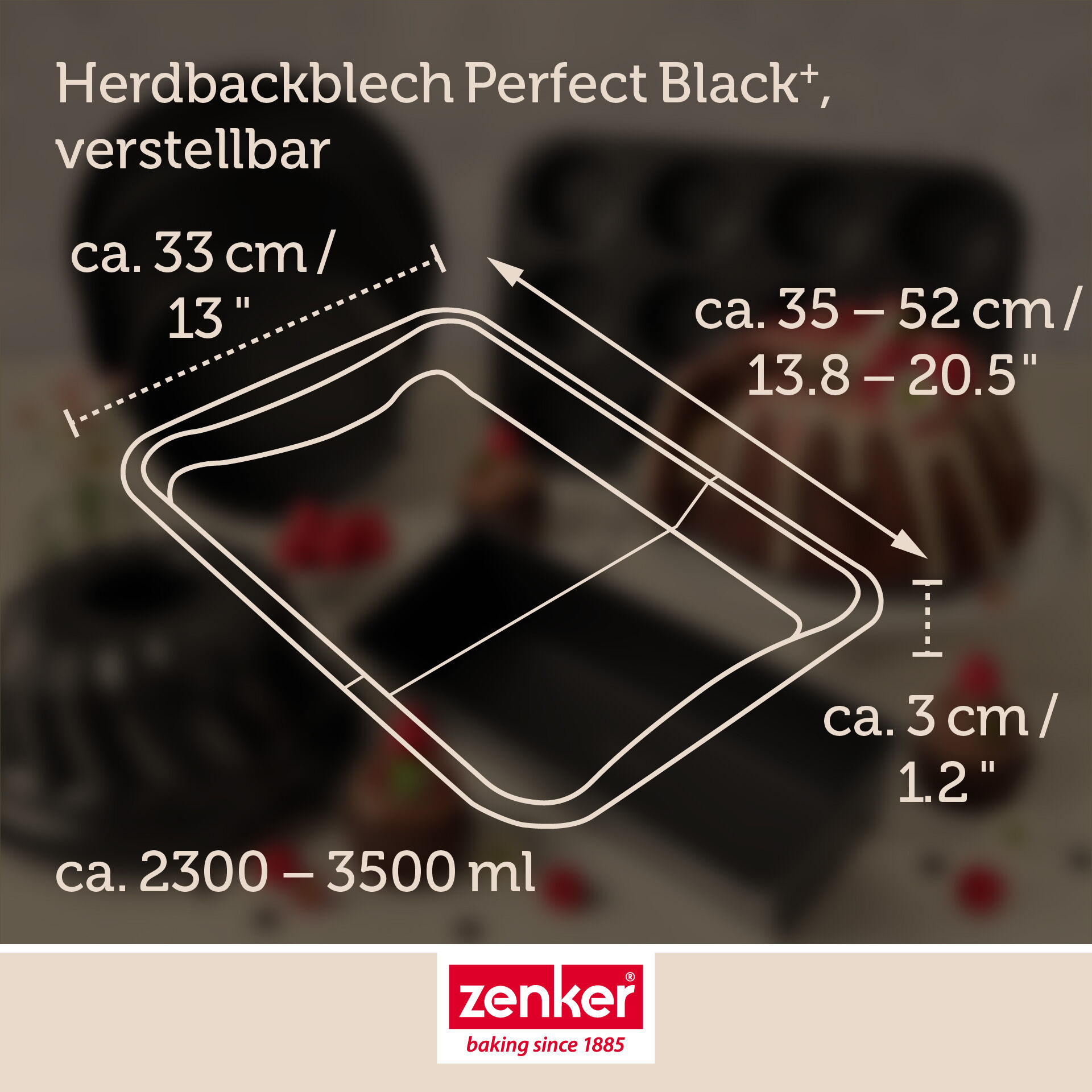 Backblech ausziehbar Perfect Black+, 34,5-52cm