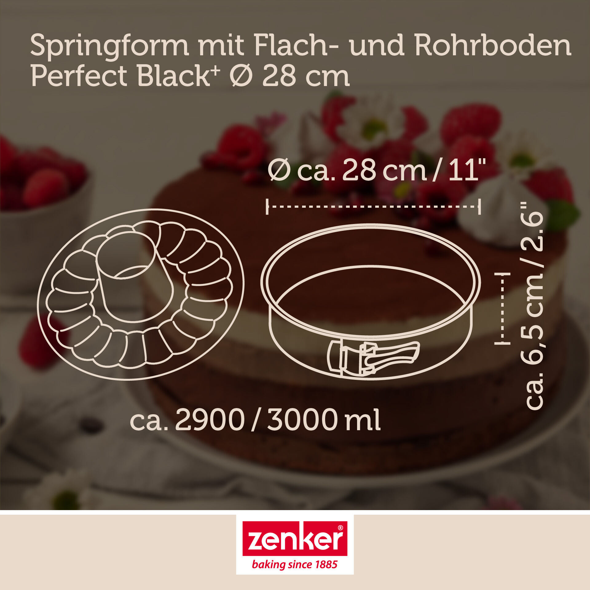 Springform mit Flach- und Rohrboden Perfect Black+, Ø28cm