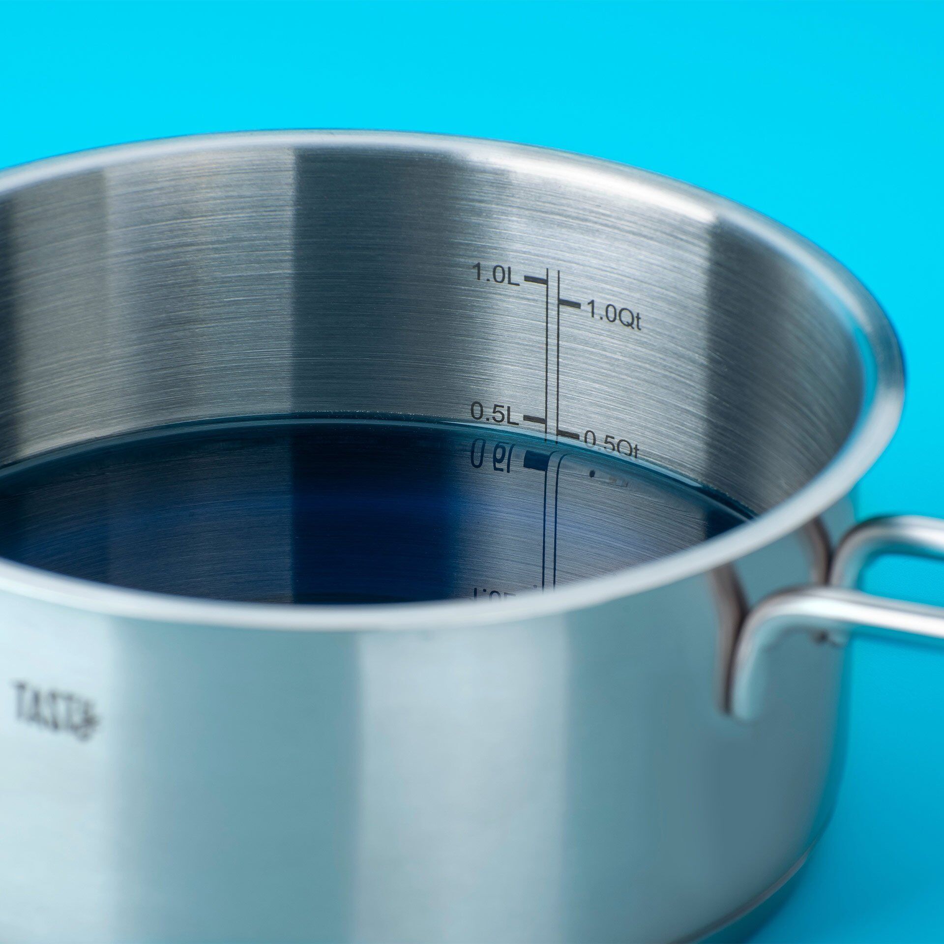 Soßentopf mit blauem Glasdeckel, Ø16cm, Edelstahl