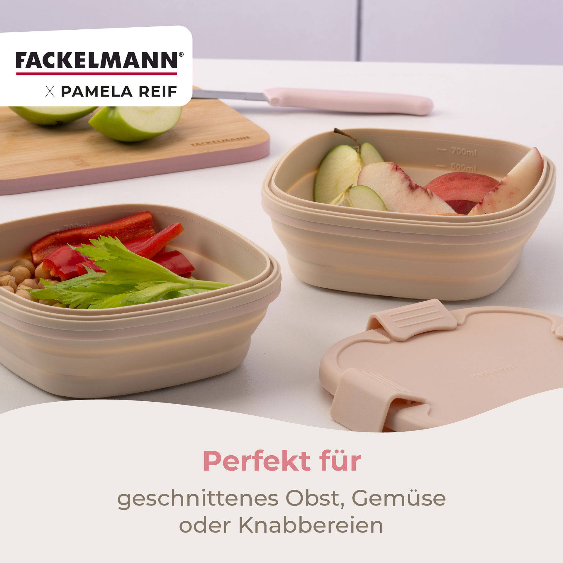 Pamela Reif Snack Box faltbar, eckig, 17x17x7cm, beige