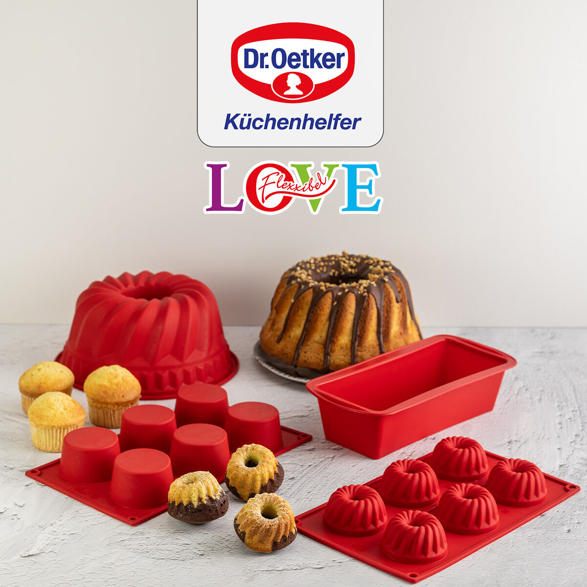 Gugelhupfform Flexxibel Love, Ø22cm, Silikon