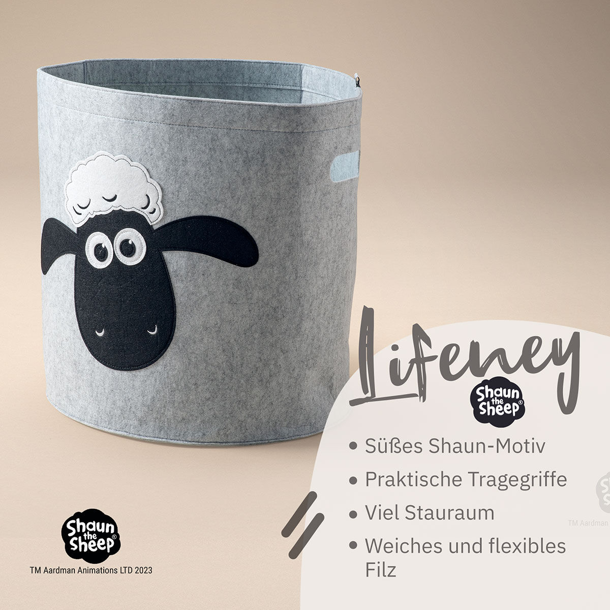 Aufbewahrungskorb Shaun , Filz, 43,5x46cm