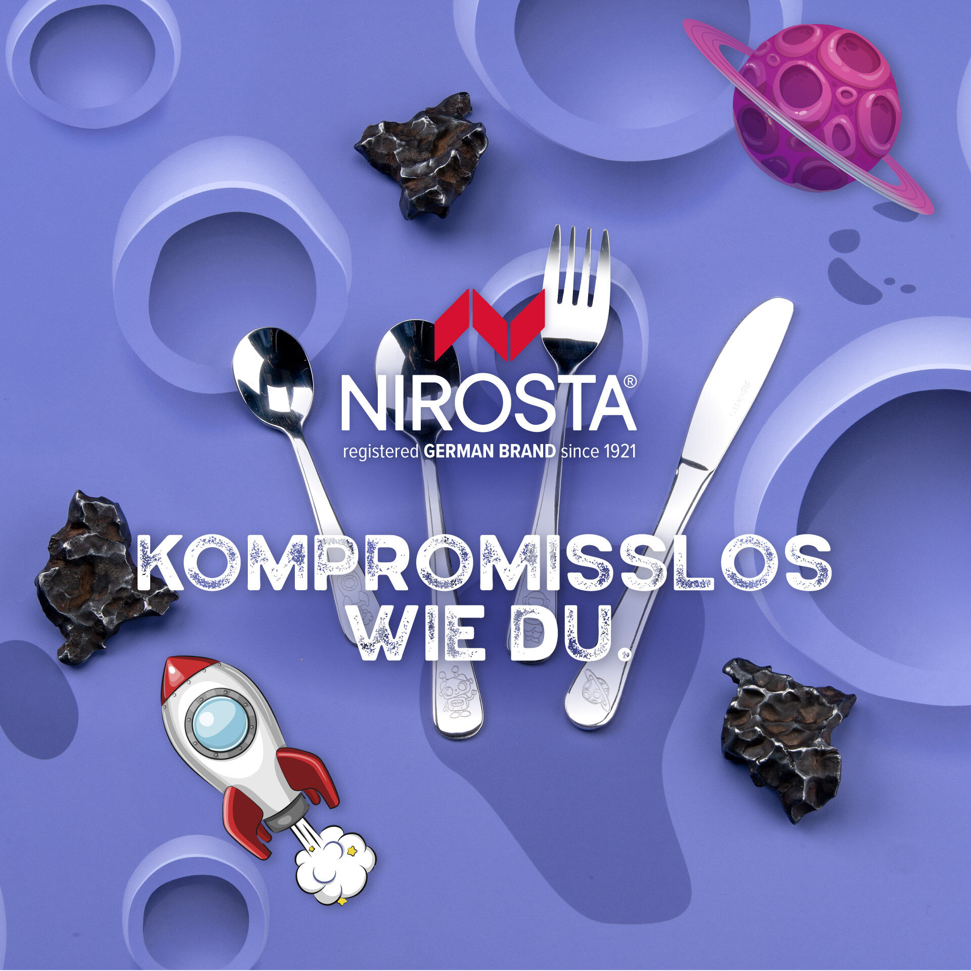 Kinderbesteck-Set "Weltall", 4-teilig