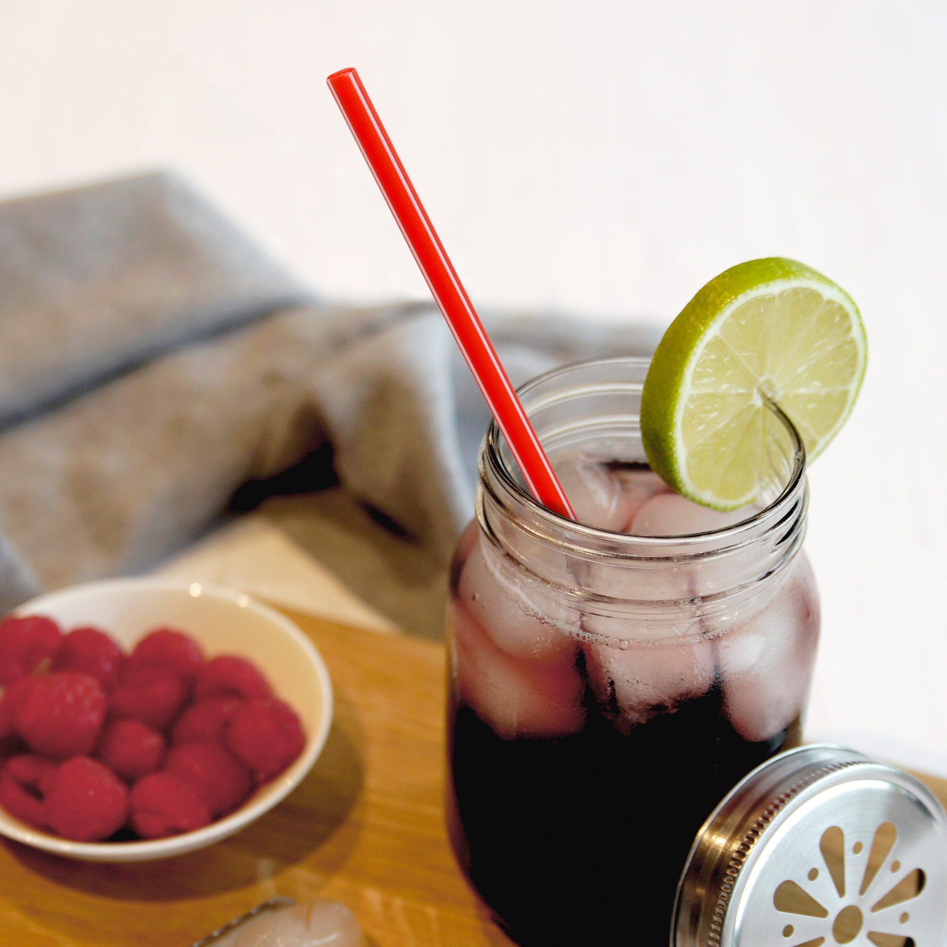 Strohhalm, 23cm, Mehrweg, 50 Stk., Kunststoff, rot/weiß