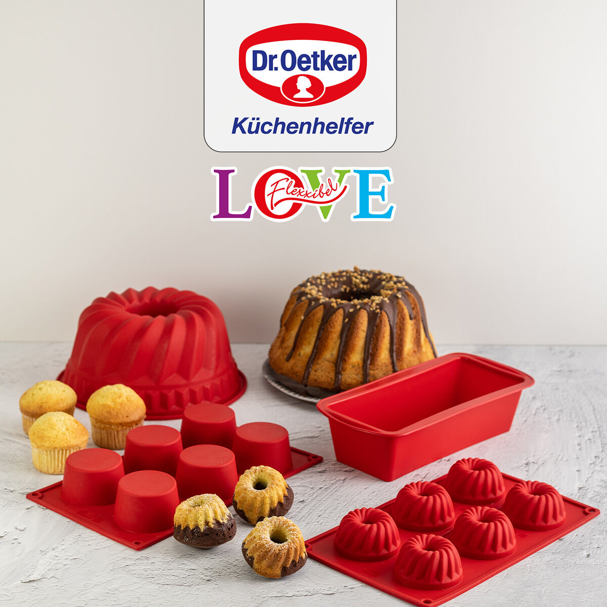 Backform rund Flexxibel Love, Ø26cm, Silikon