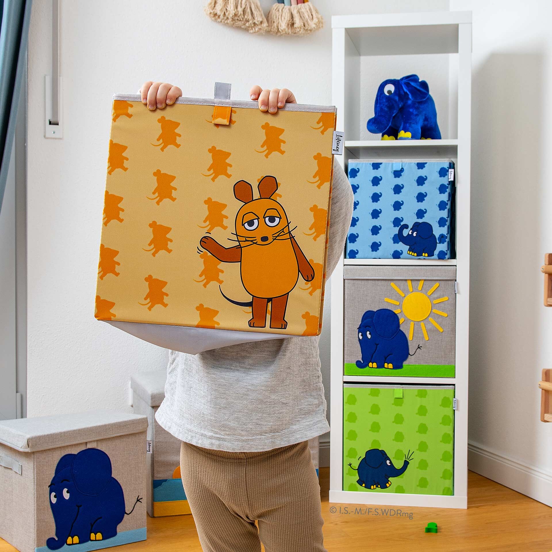 Aufbewahrungsbox 2er-Set DieMaus & Elefant, 33x33x33cm