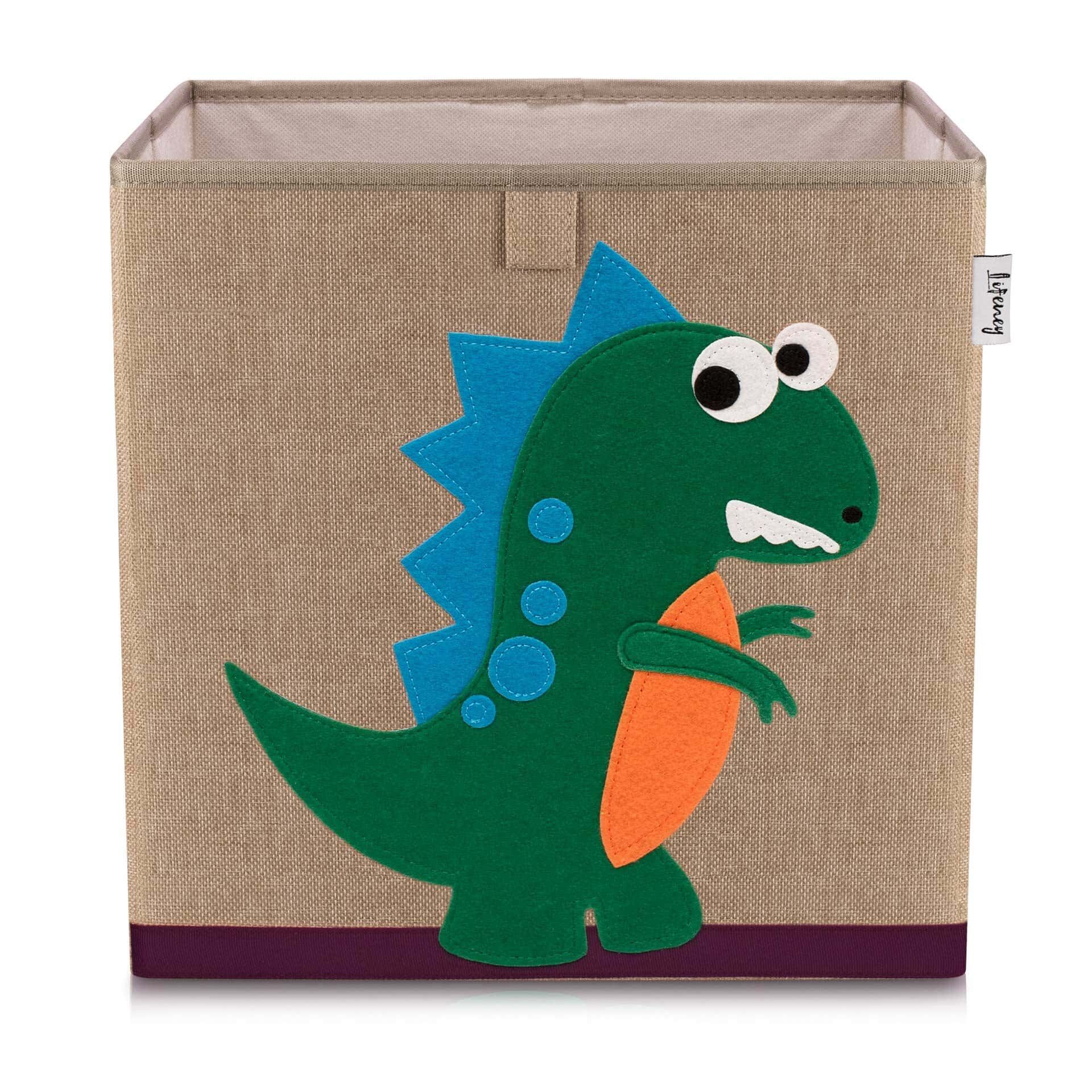 Aufbewahrungsbox Grüner Dino, braun, 33x33x33cm