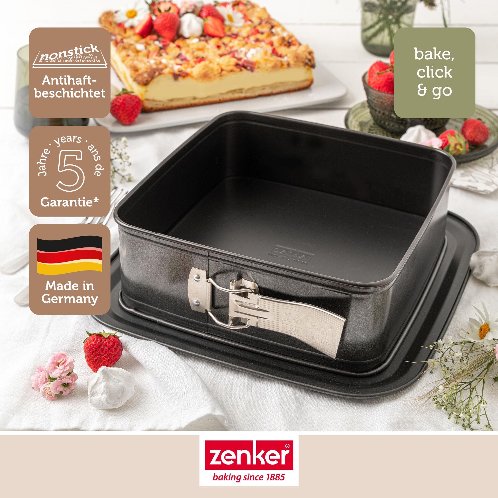 Springform quadratisch Bake, Click & Go, 24x24cm