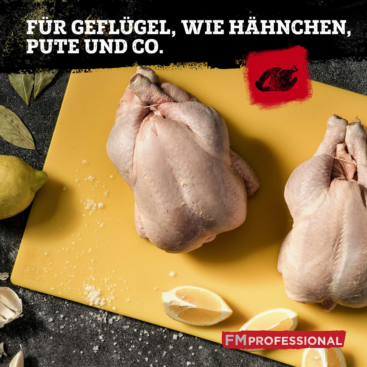 Schneidebrett HACCP für Geflügel, 45x30cm, gelb