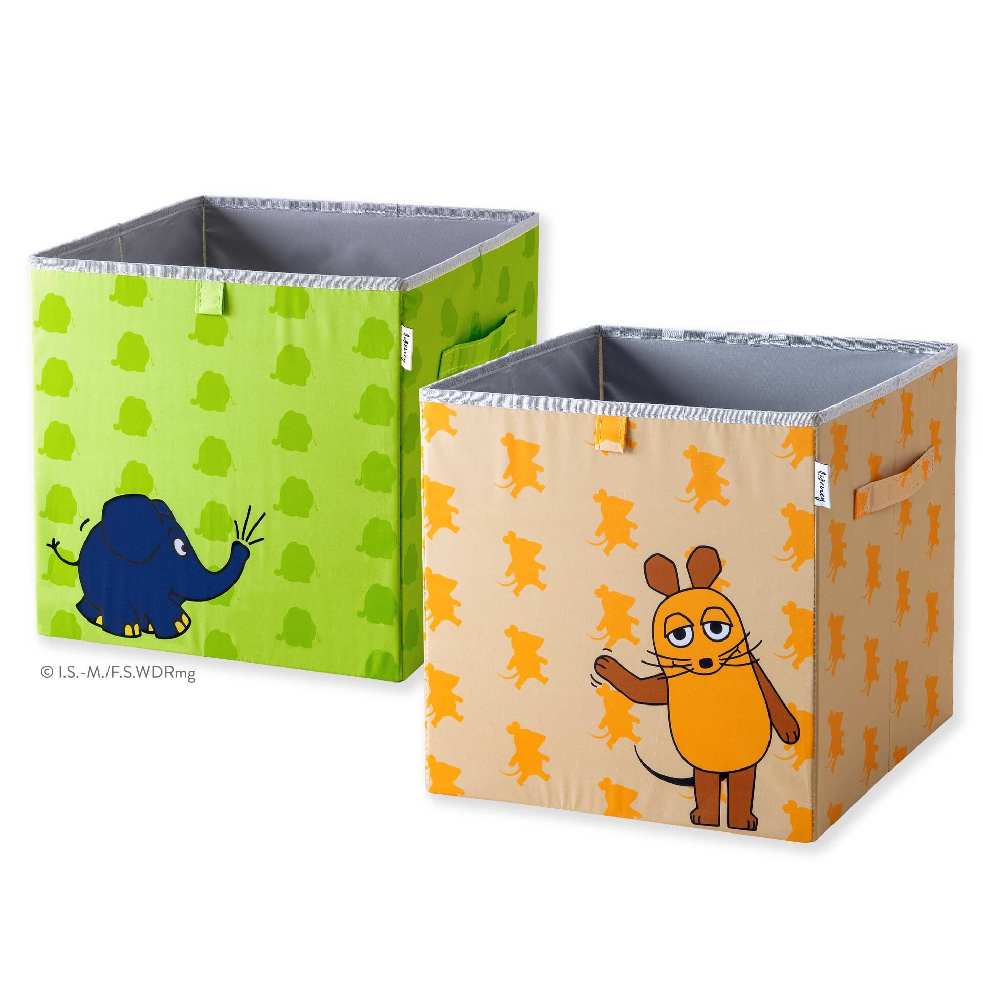 Aufbewahrungsbox 2er-Set DieMaus & Elefant, 33x33x33cm