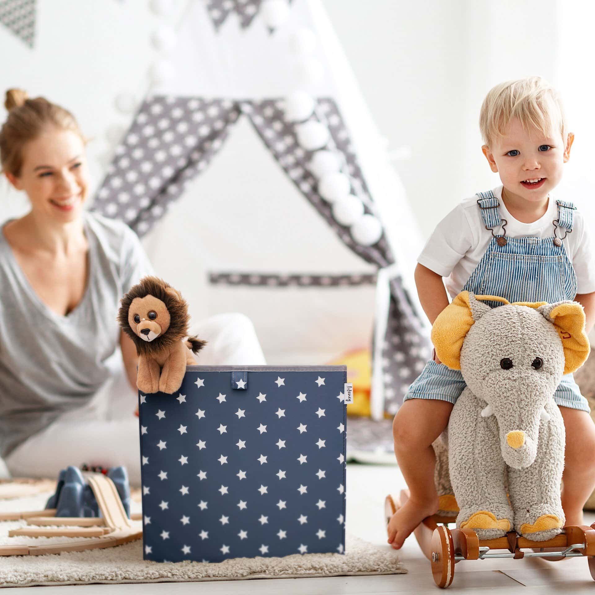 Aufbewahrungsbox Sterne, grau, 33x33x33cm