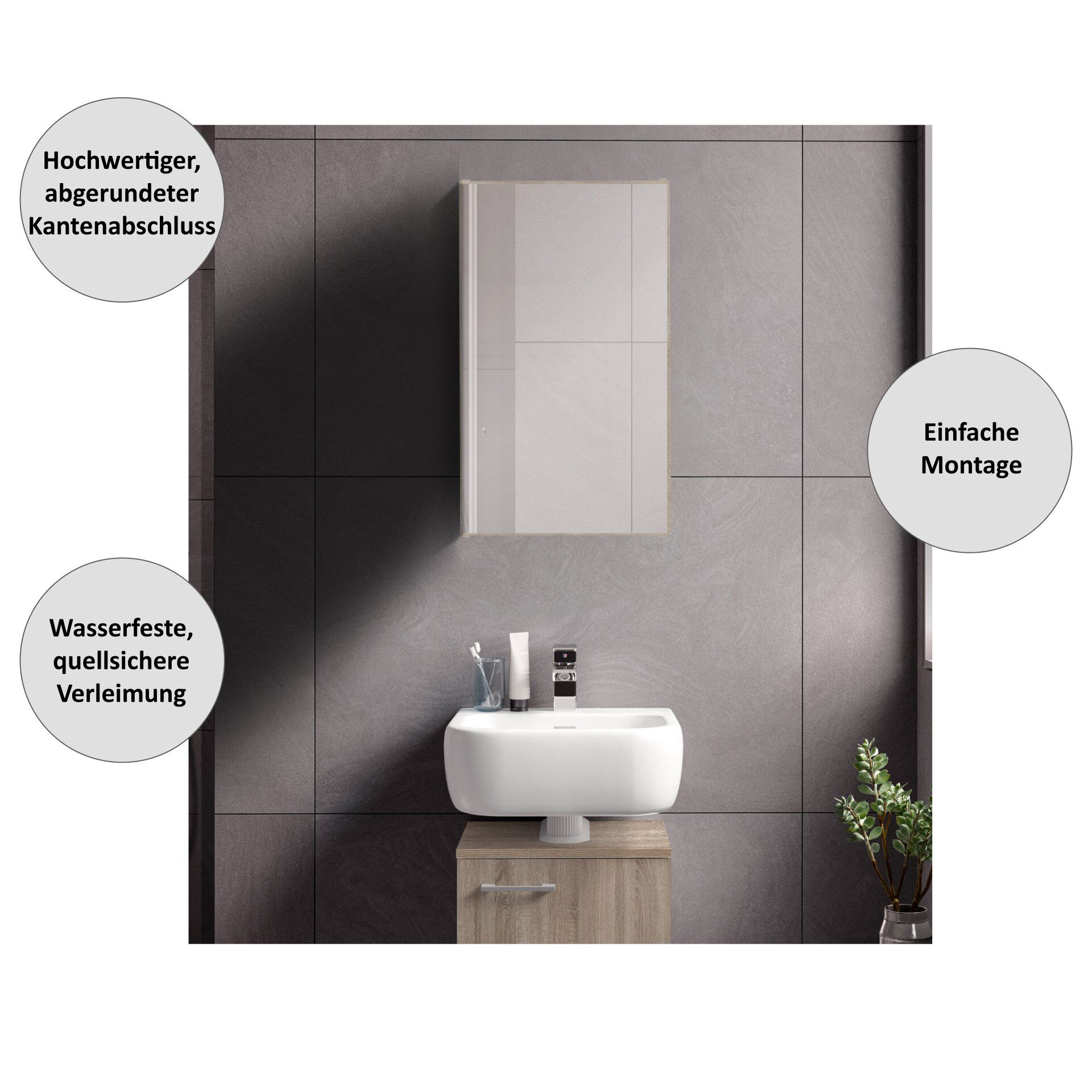 Spiegelschrank Easy, 40cm, Eiche