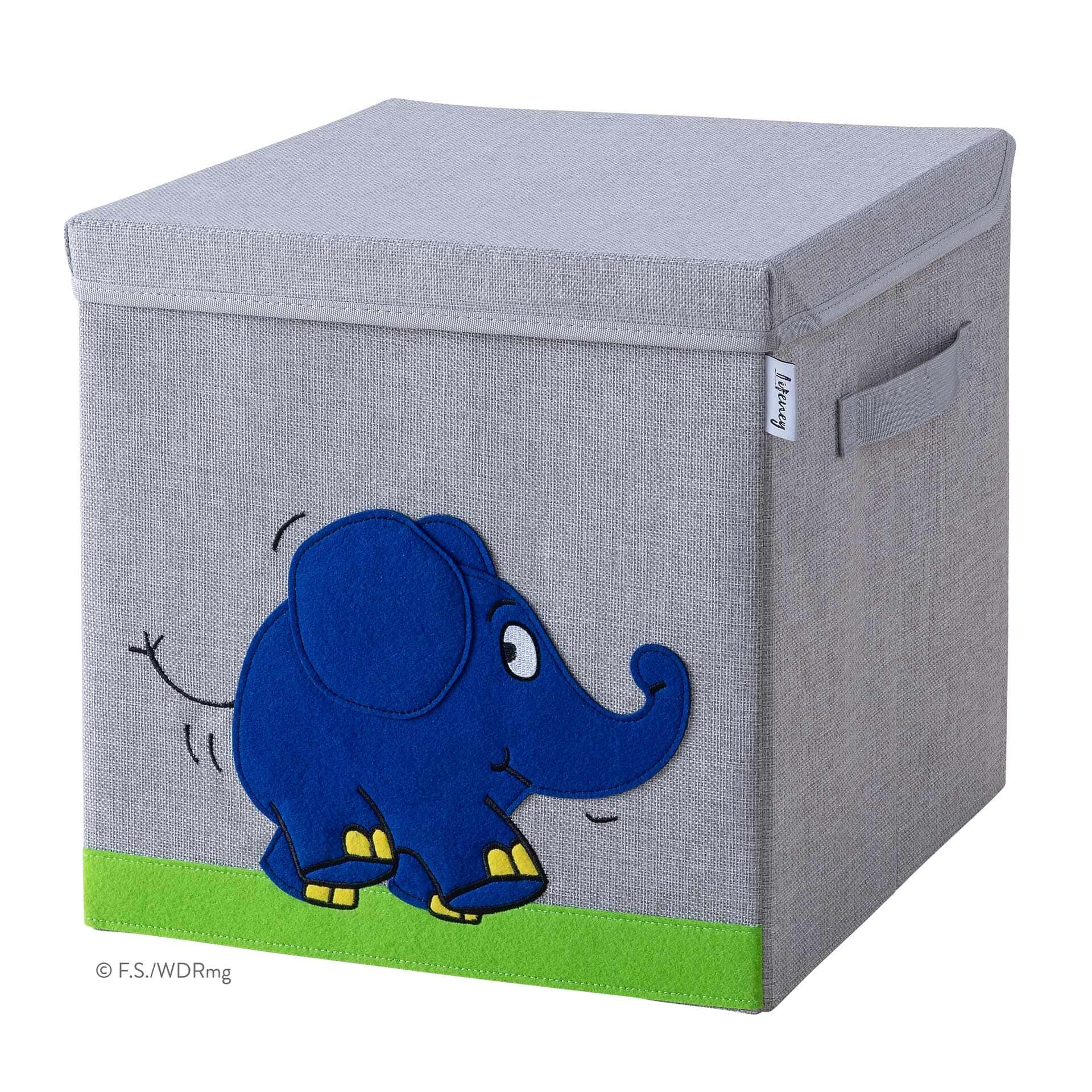 Aufbewahrungsbox mit Deckel DieMaus Elefant laufend, 33x33x33cm