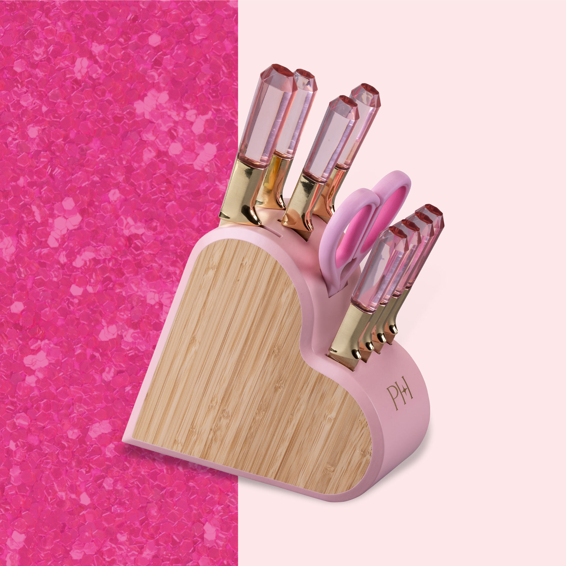 Messerblock-Set, rosa, 10-teilig