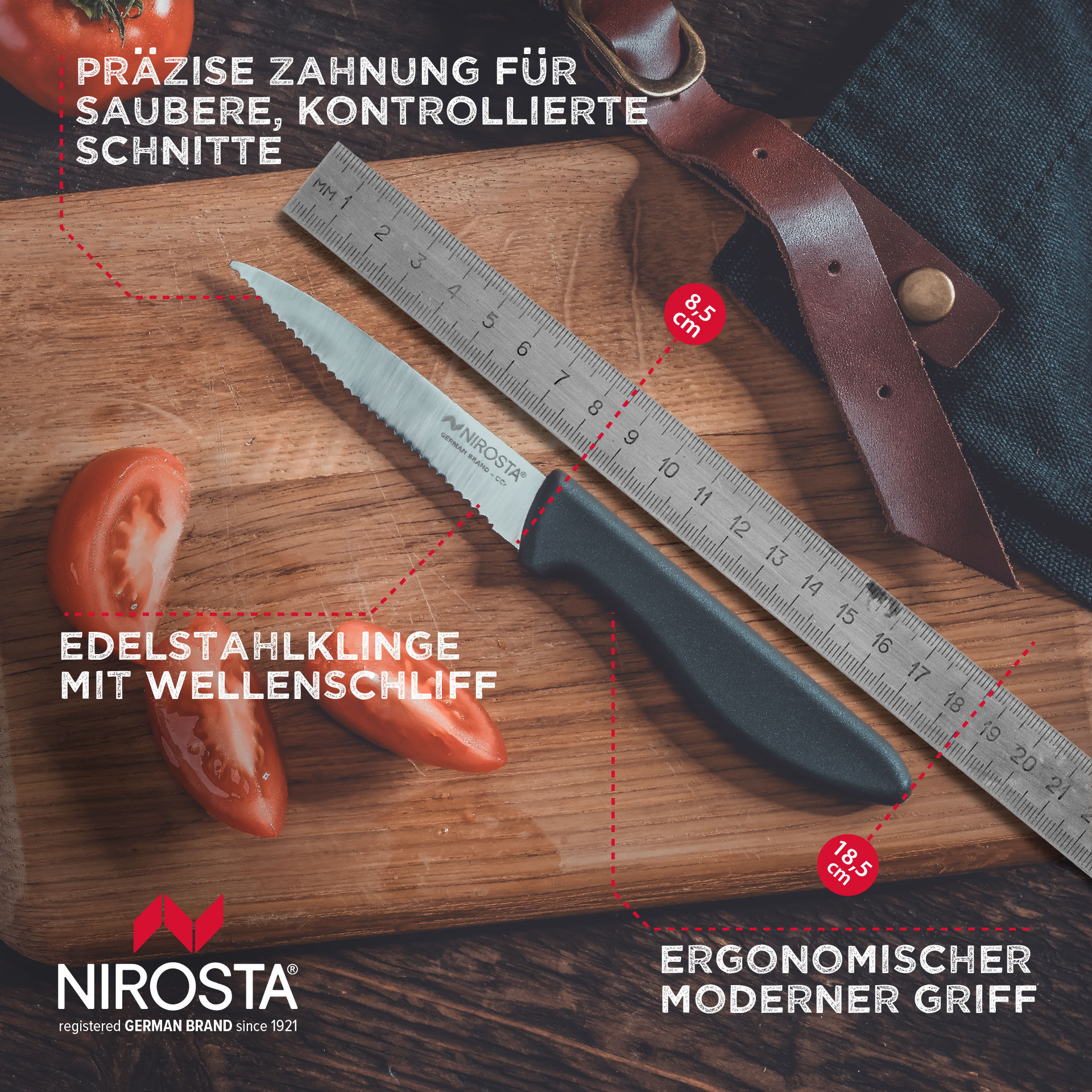 Tomatenmesser Original, 8,5cm Edelstahl-Klinge, gezahnt