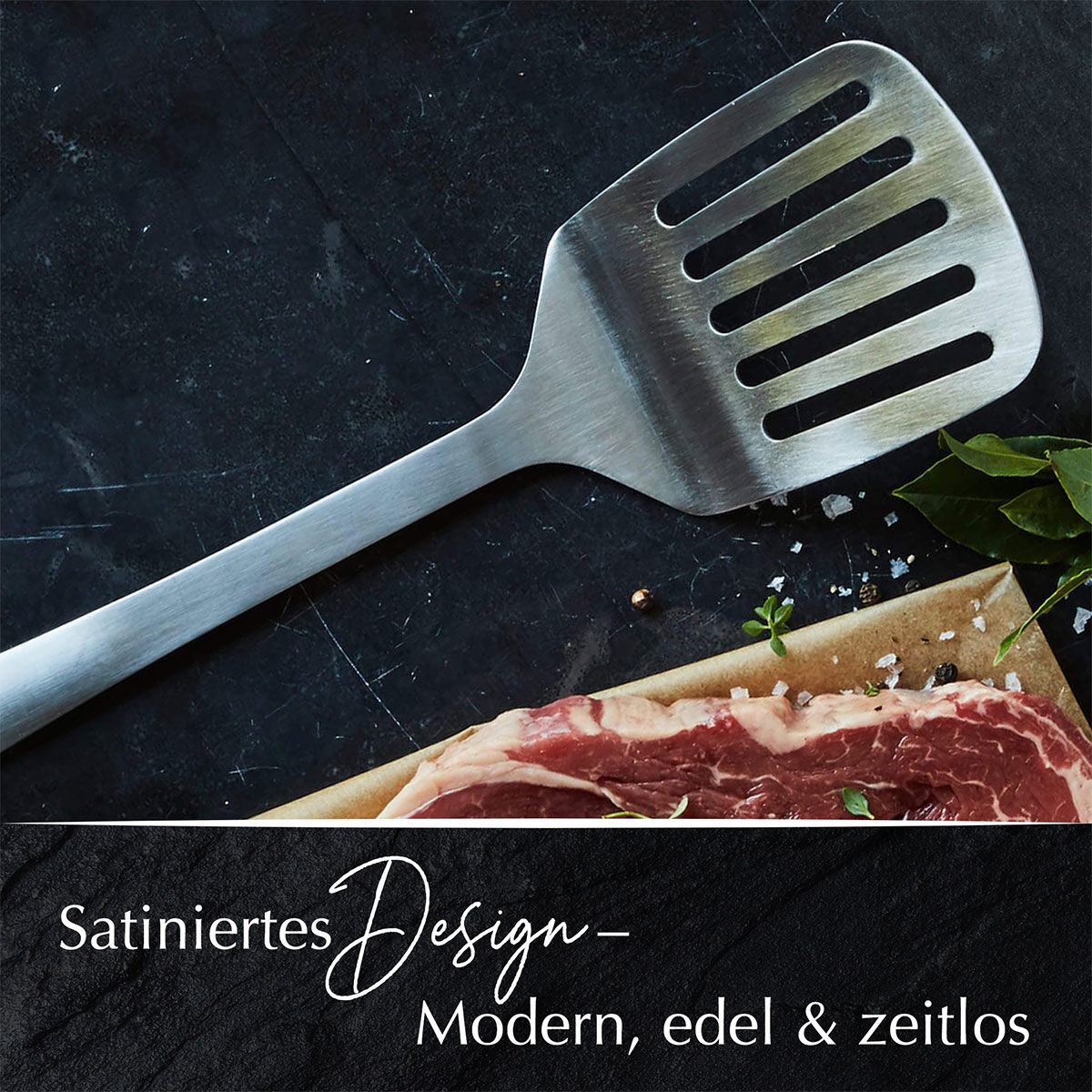 Pfannenwender mit Schlitzen Satin, 32cm, Edelstahl