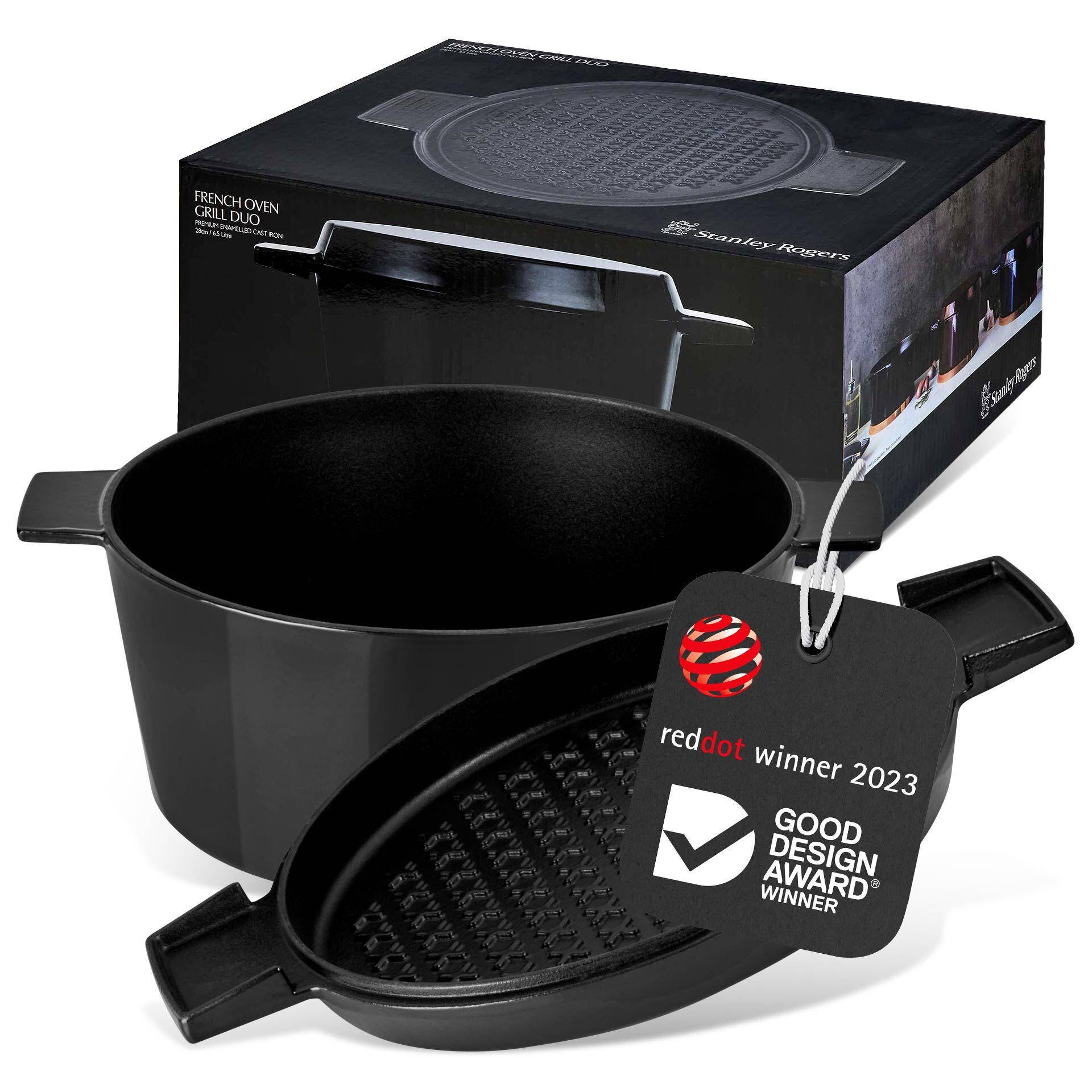 Cocotte mit Grilldeckel, 28cm, Gusseisen, schwarz Cocotte mit Grilldeckel, 28cm, Gusseisen, schwarz