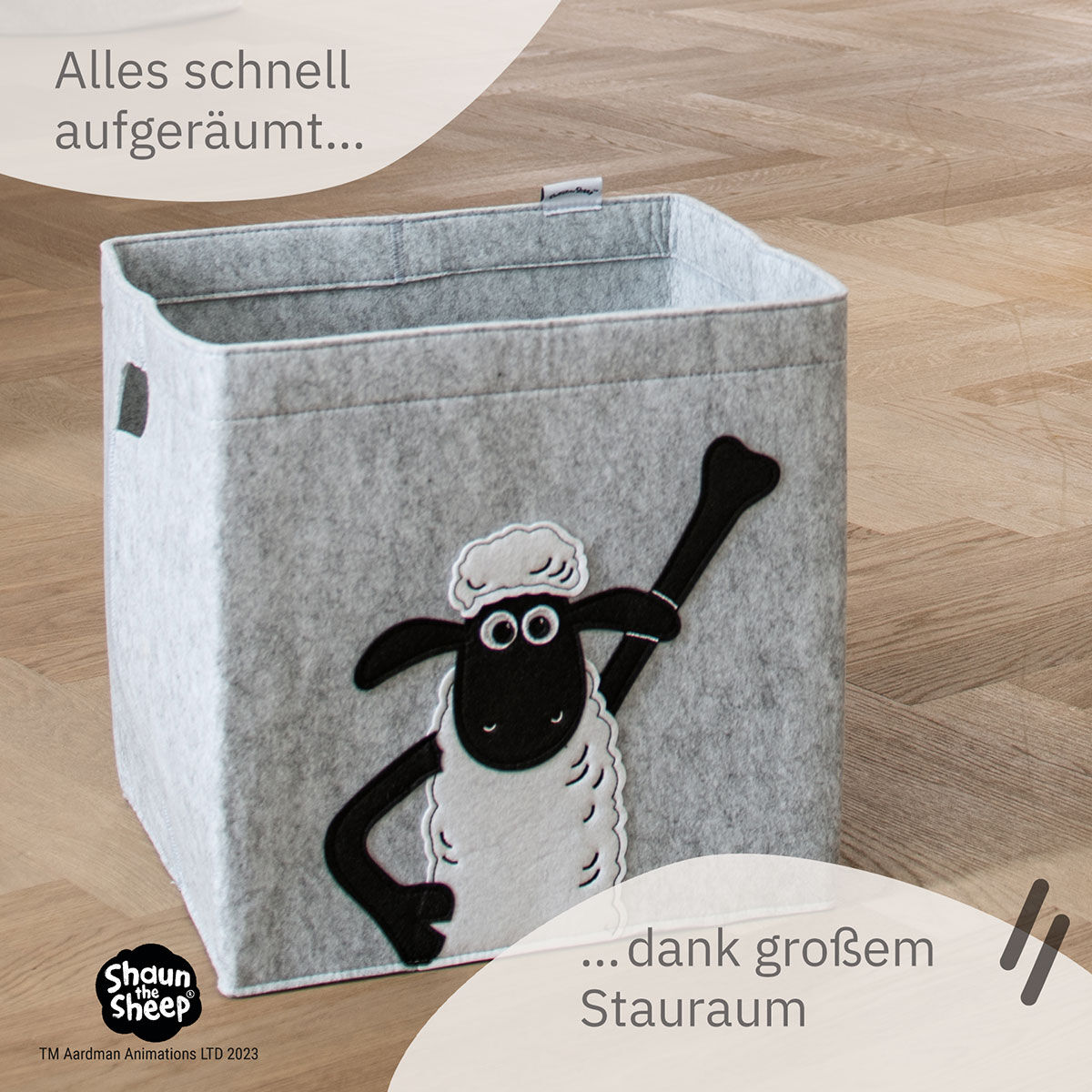 Aufbewahrungsbox Shaun tanzend, Filz, 30x30x30cm