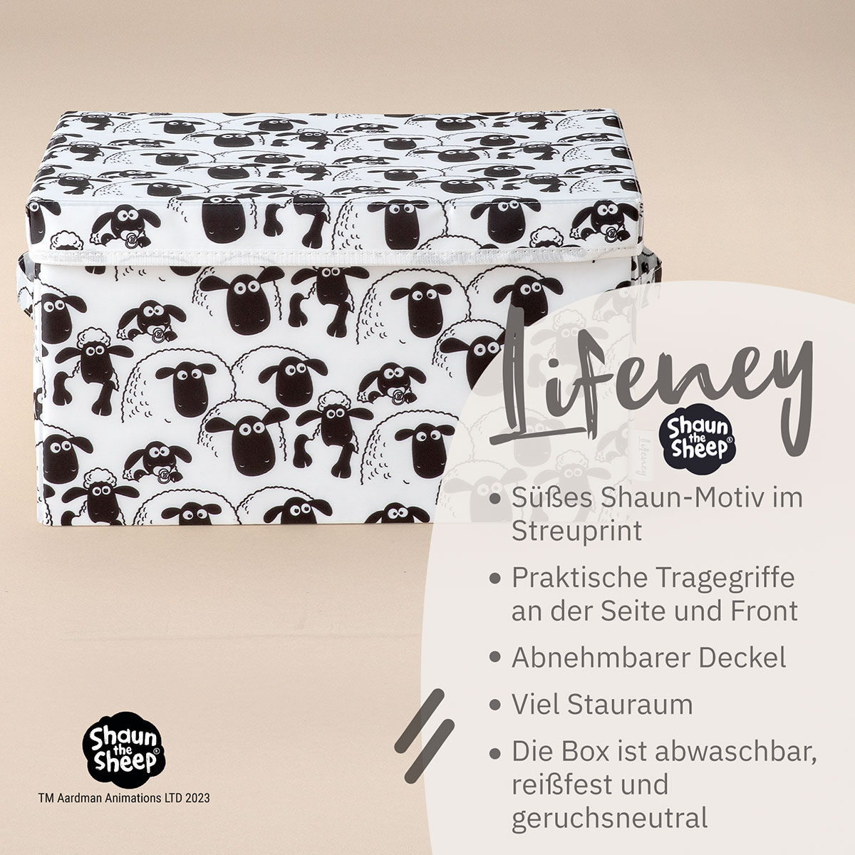 Aufbewahrungsbox mit Deckel Shaun weiß, 25x37x21cm