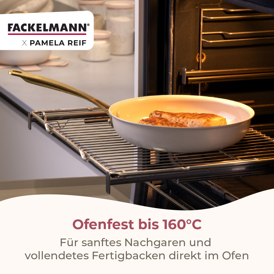 Pamela Reif Bratpfannen-Set Signature, Keramik, Gold-Griff, Ø20+24+28cm