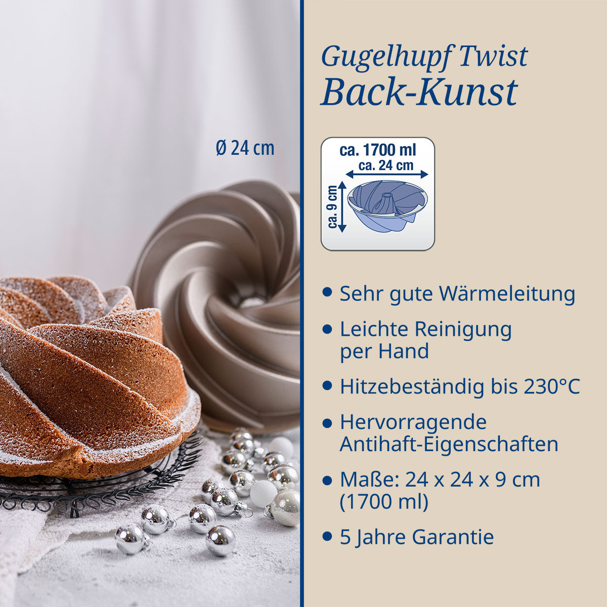 Gugelhupfform Twist Back-Kunst, Ø22cm