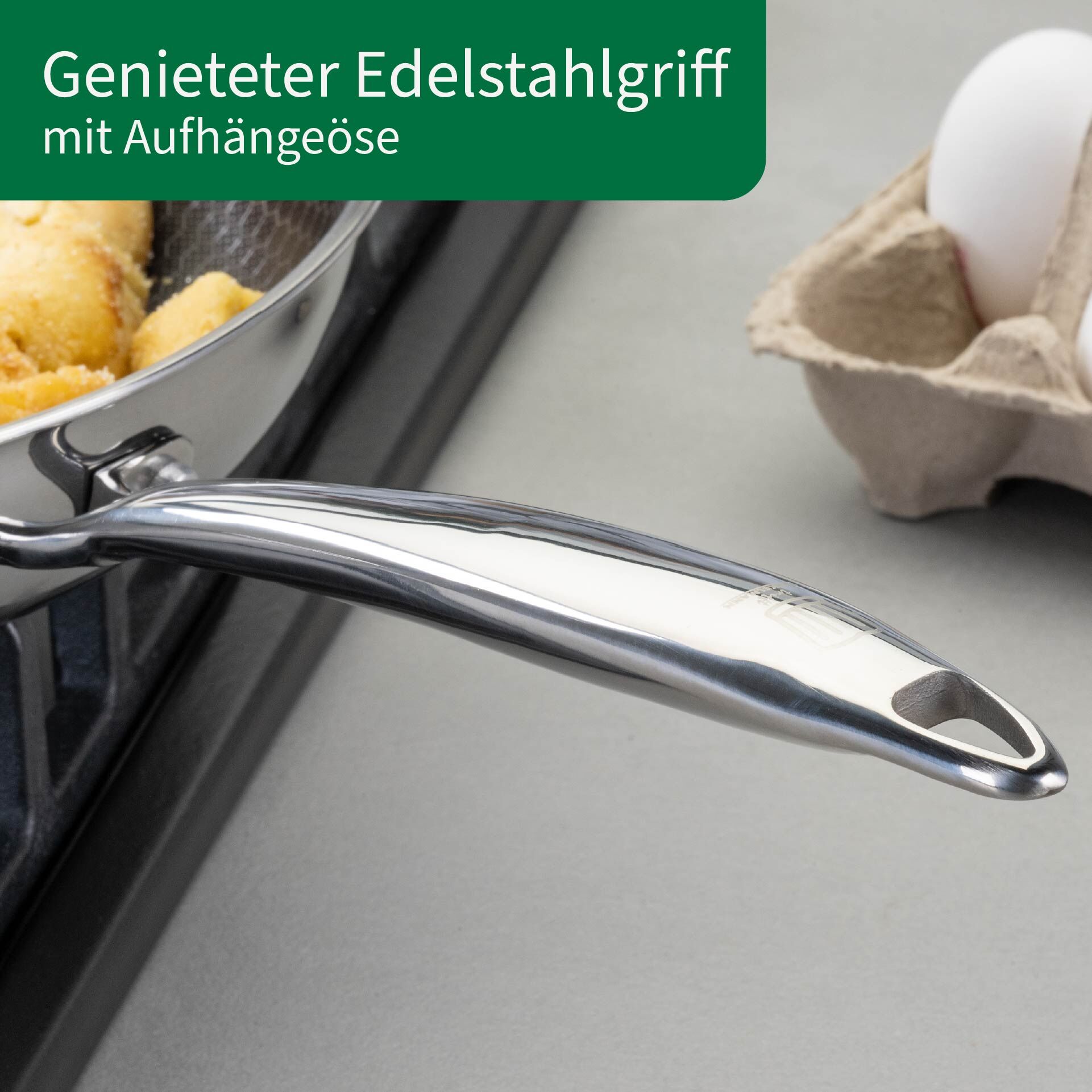 Bratpfanne Kiel, Edelstahl, antihaft, Wabenboden, Ø28cm