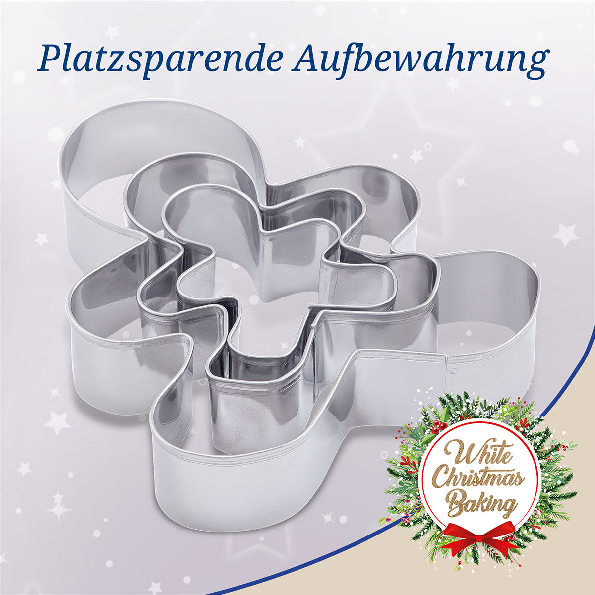 Ausstecher Lebkuchenmann White Christmas Baking, 3-teilig