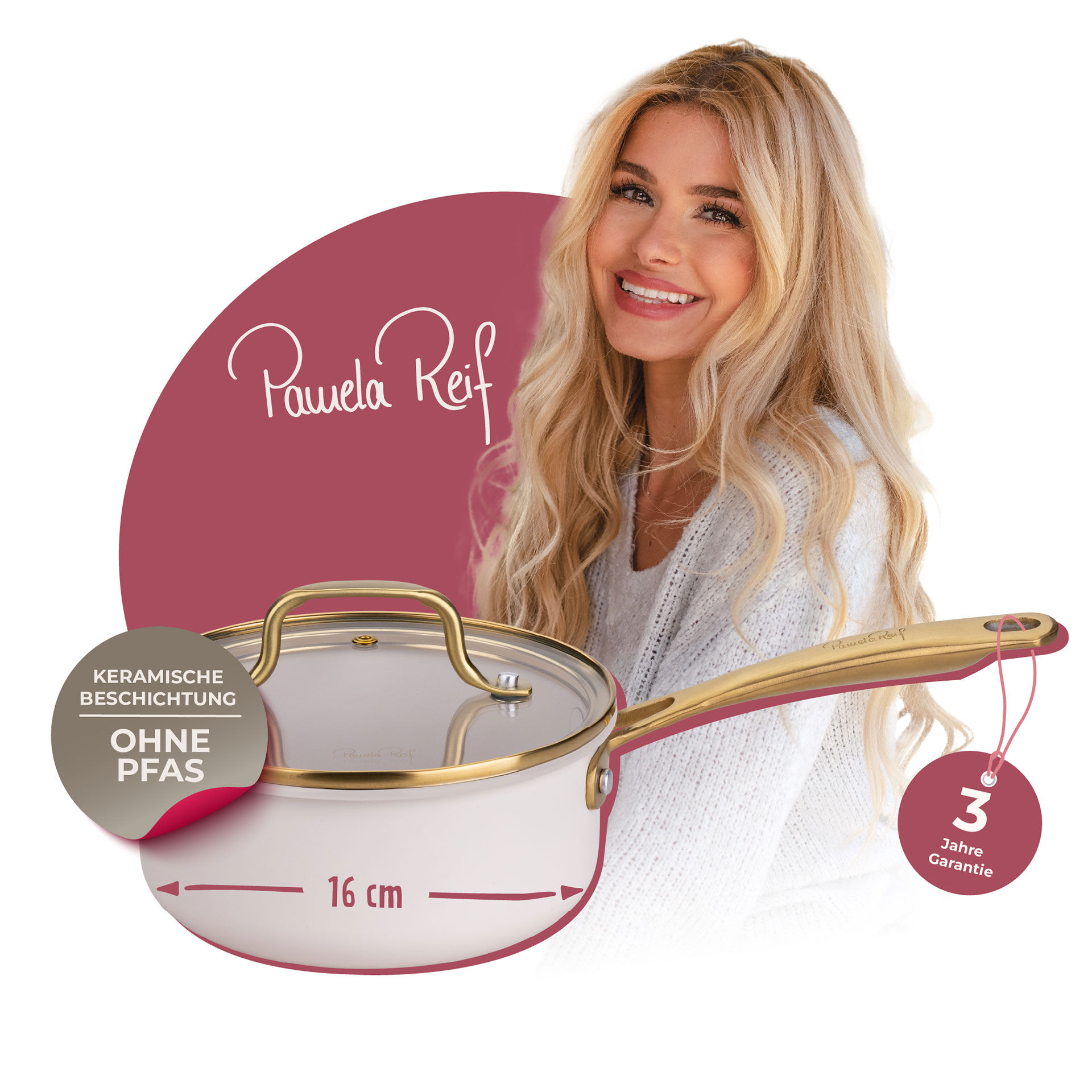 Pamela Reif Stielkasserolle mit Deckel Signature, Ø16cm