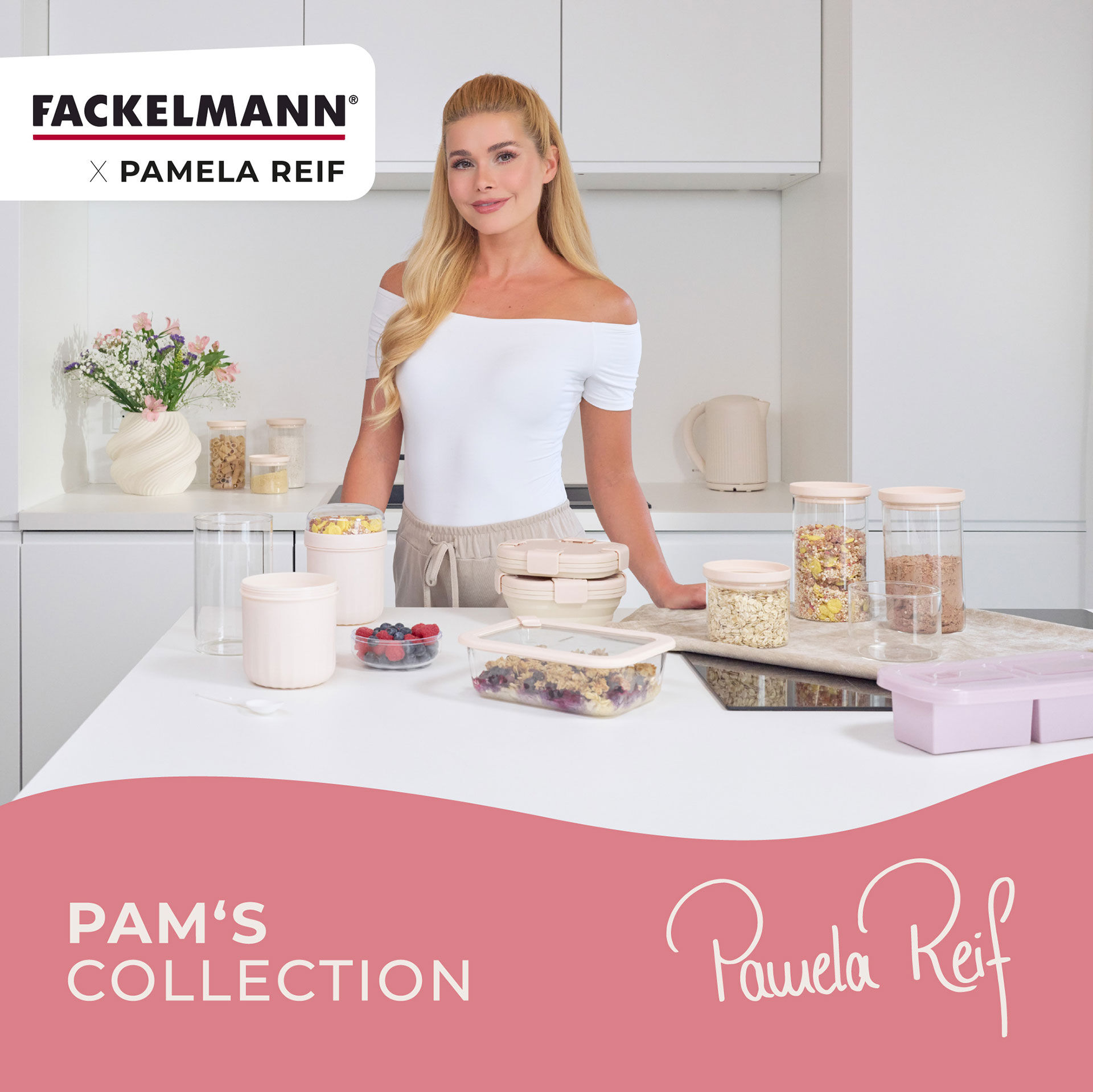 Pamela Reif Snack Box faltbar, eckig, 17x17x7cm, beige